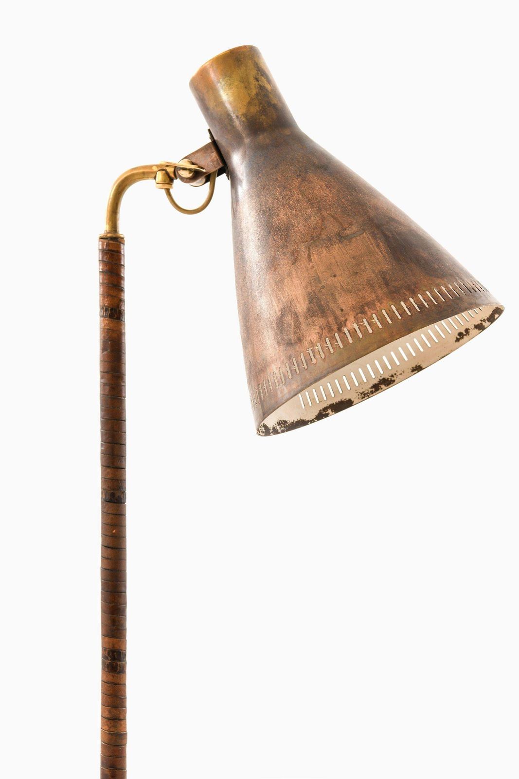 Early Table Lamp In Brass And Leather By Paavo Tynell, 1950's photo buy