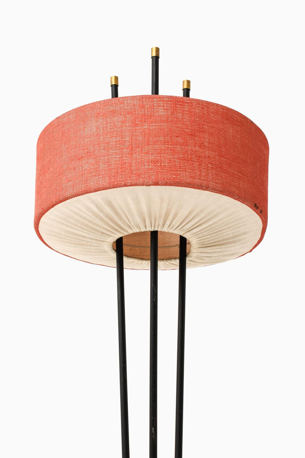 Early Floor Lamp In Black Lacquered Metal And Brass By Gerald Thurston, 1950's photo furniture