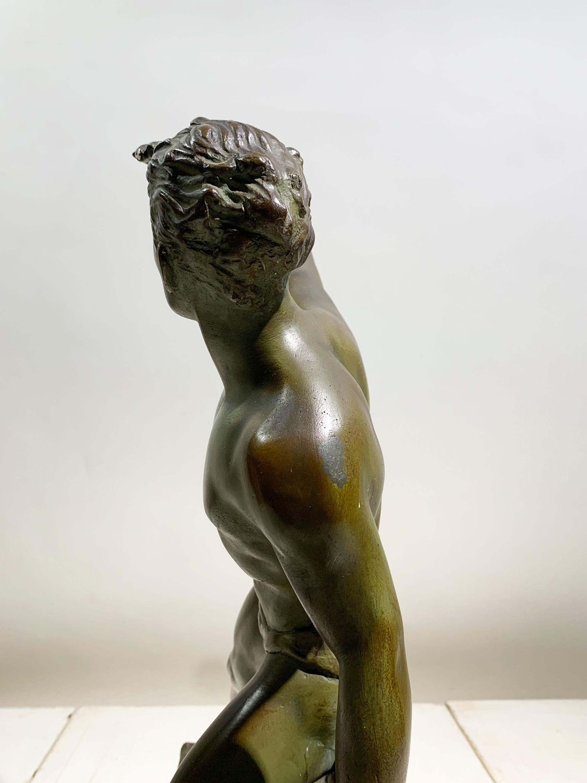 Art Art Deco Sailor Patinated Bronze Sculpture Signed "Meurice", Circa 1940's photo