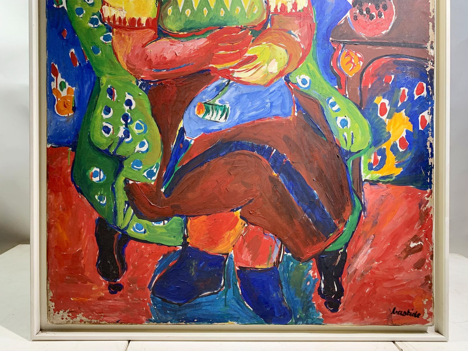 Mid 20th Century Bold Expressionist Portrait Of A Seated Woman, Signed 'Bastide' photo vinterior
