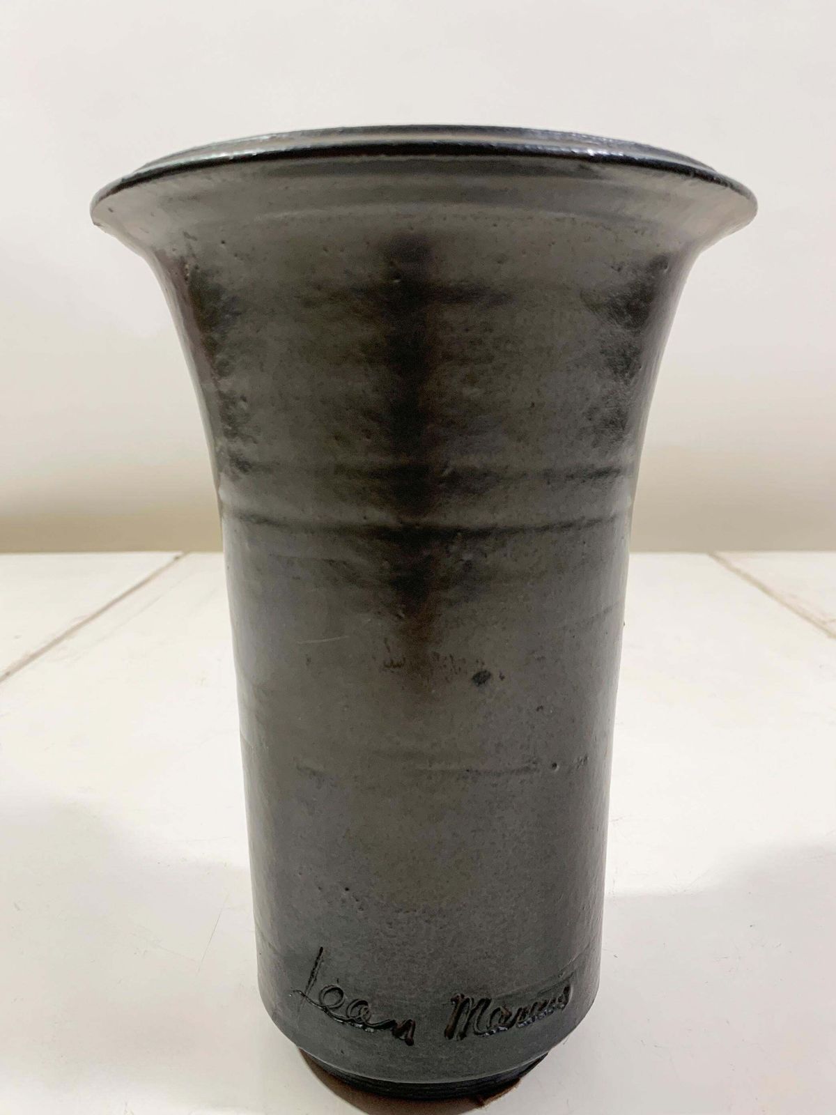 photo furniture Jean Marais Black Glazed Ceramic Vase, Signed "Jean Marais", France, Circa 1960s