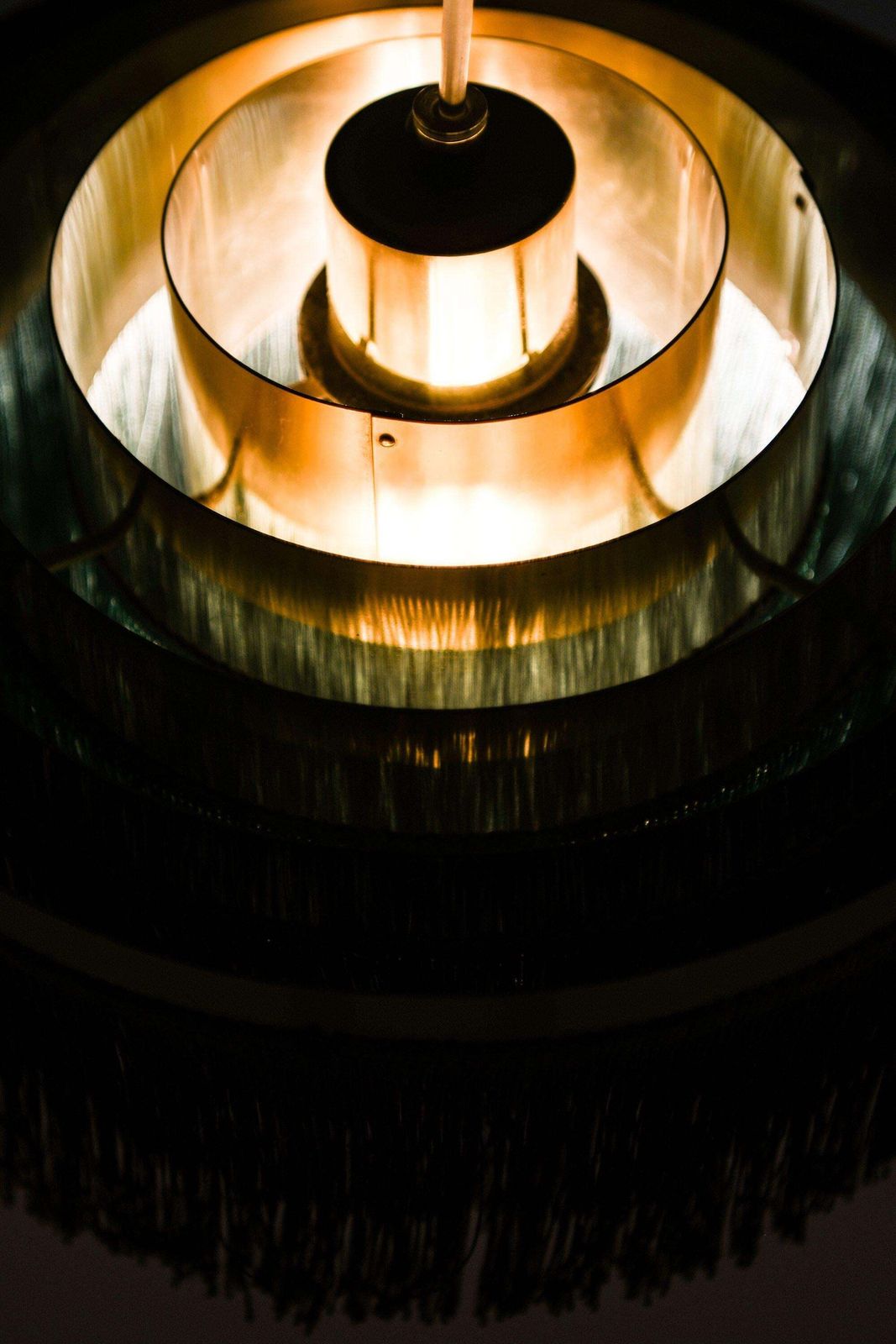 Ceiling Lamp In Brass And Silk Fringes By Hans Agne Jakobsson, 1950's photo vinterior