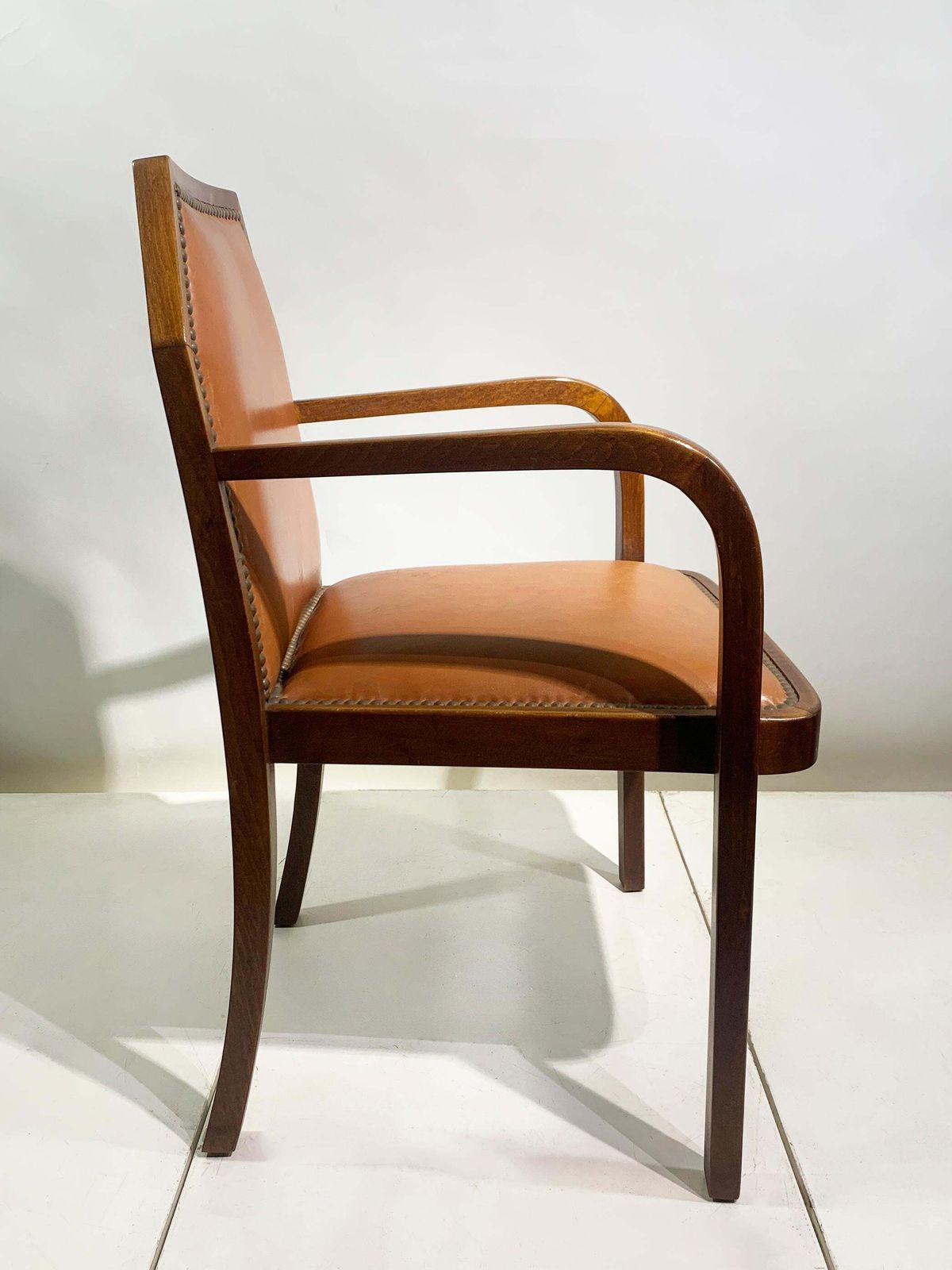 4510.0 Pair Of Art Deco Bridge/ Armchairs, In Leather,  France, Circa 1930's photo