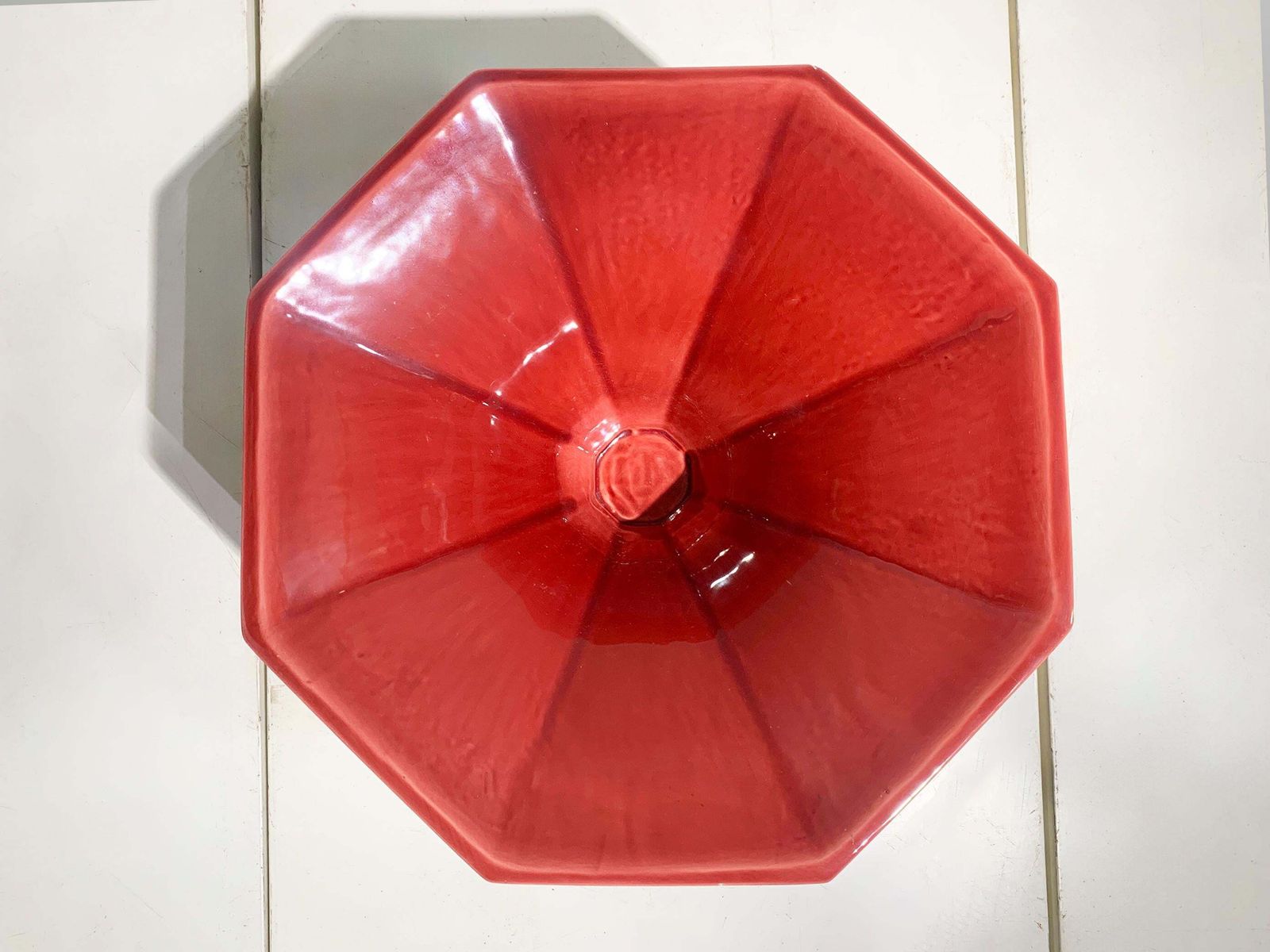François Chatain Ceramic Bowl In Red And Green, Art Deco Style, France, 1980's photo furniture