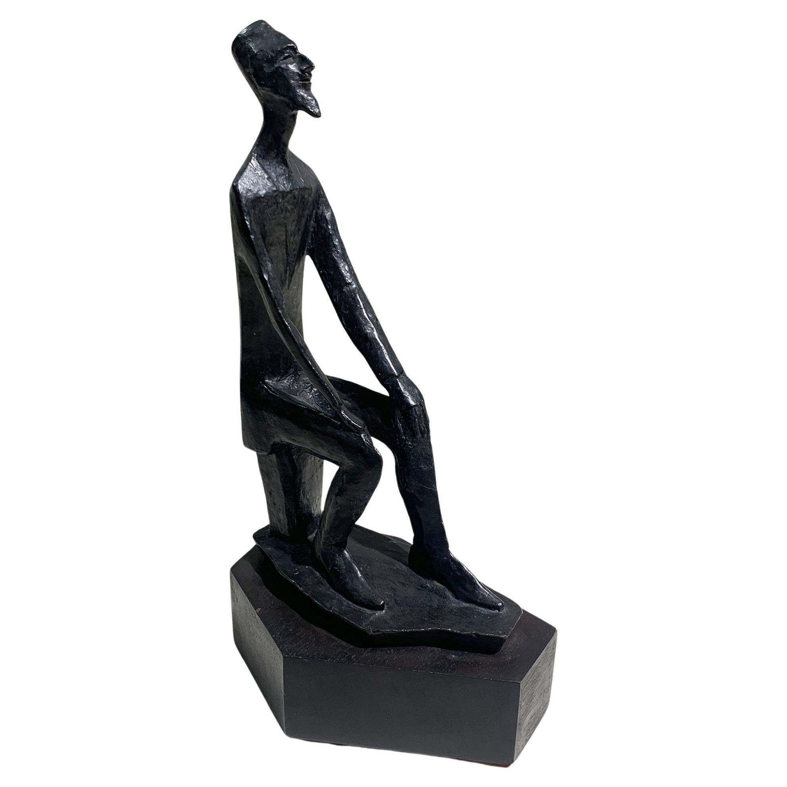 Vintage Modernist Sculpture Of Oriental Figure, Circa 1960's, Signed "L.Shore"