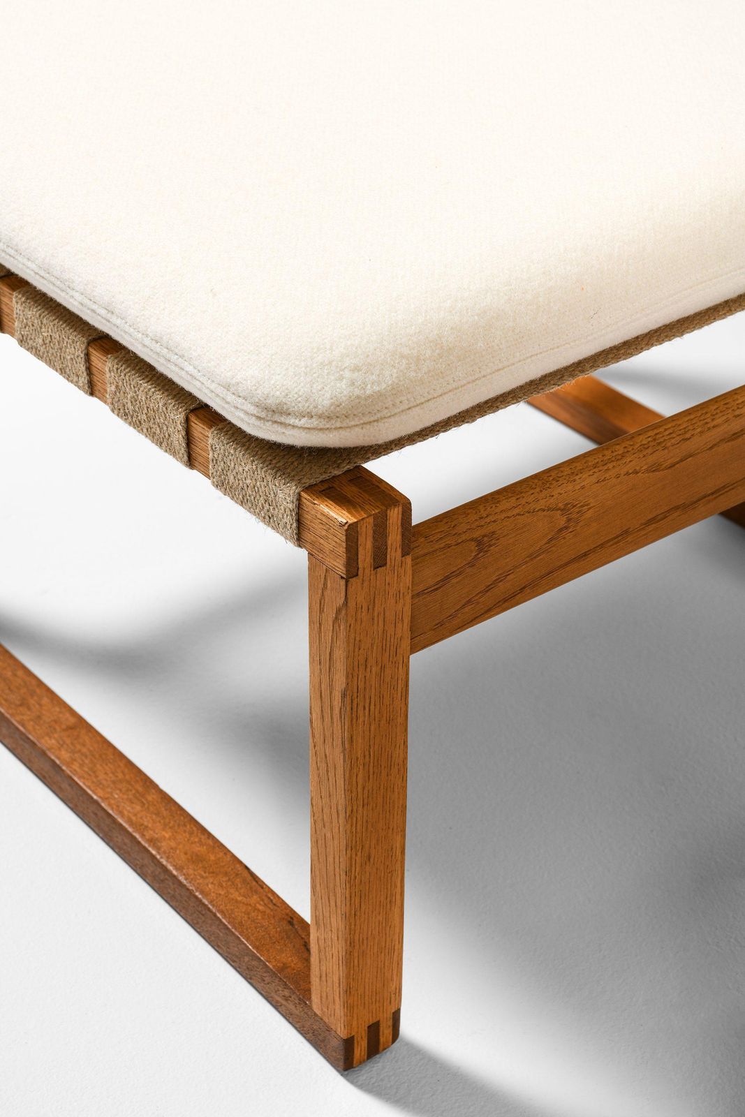 Pair Of Easy Chairs With Stools In Oak And Brass By Børge Mogensen, 1950's photo buy