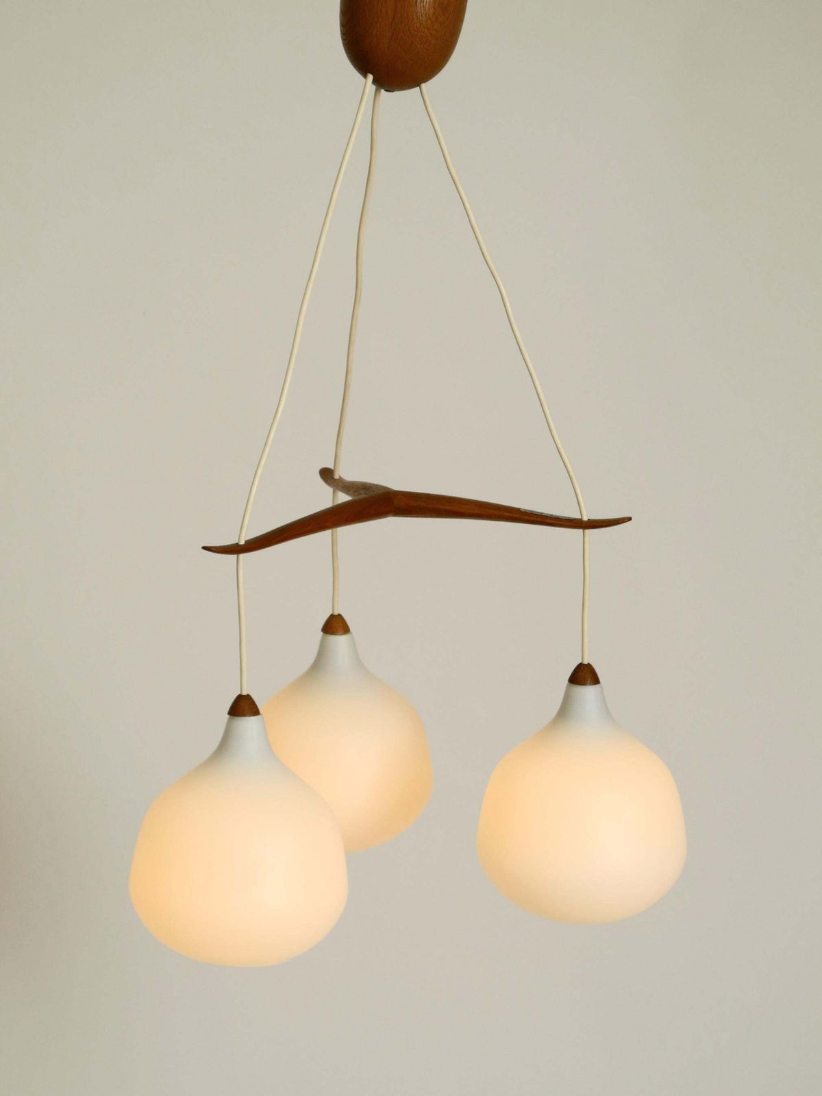Pendant Lamp With Glass Shades And A Teak Frame By Uno & östen Kristiansson photo Lighting