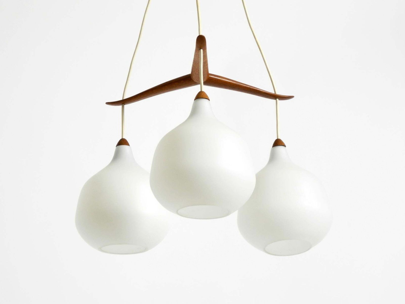 photo furniture Pendant Lamp With Glass Shades And A Teak Frame By Uno & östen Kristiansson
