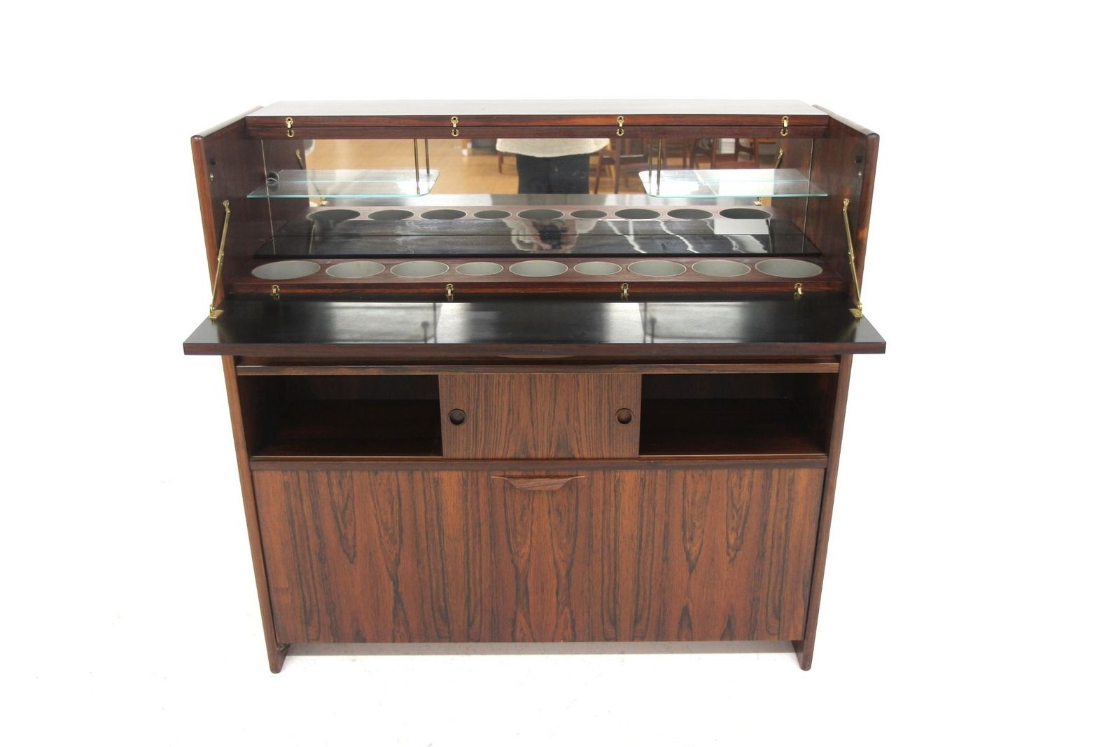 3903.0 Bar Cabinet And Stools Sk 661 By Johannes Andersen, 1960, Set Of 3 photo