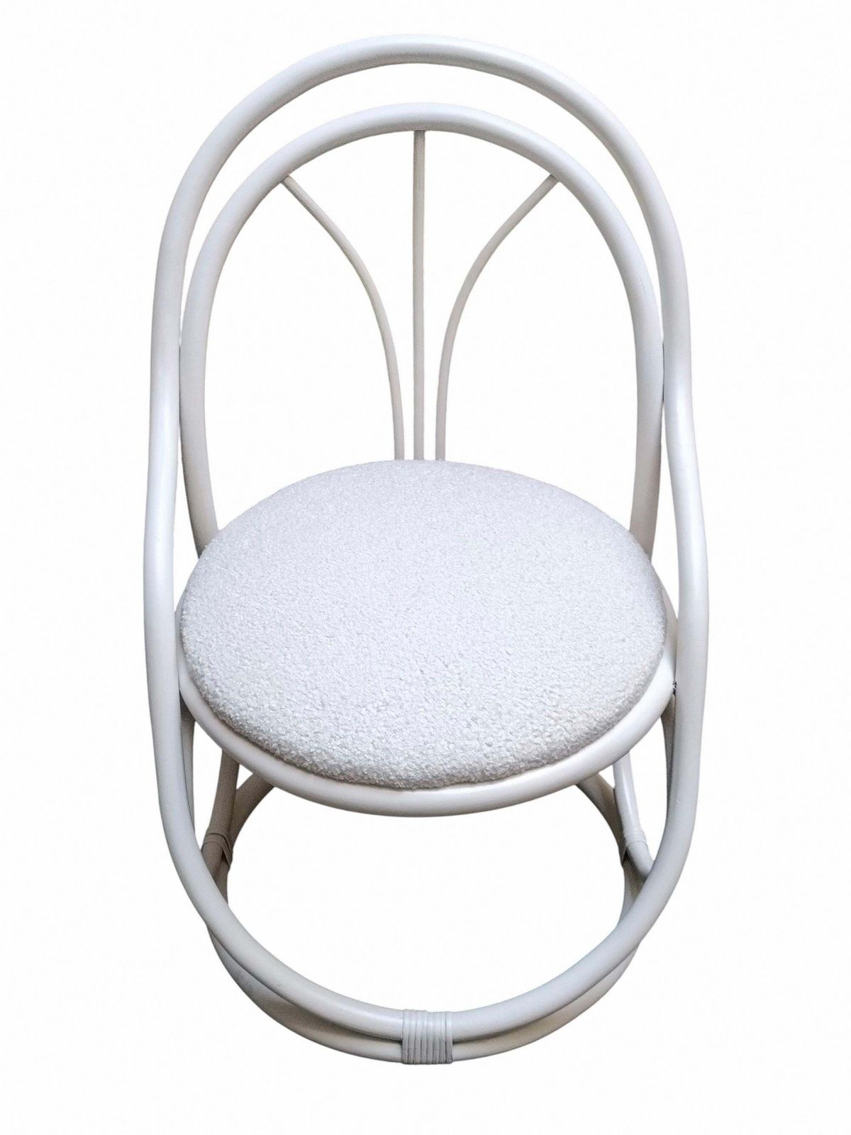 Thonet Attrib. White Curved Wood And Fabric Armchair, Italy 1960s photo vinterior
