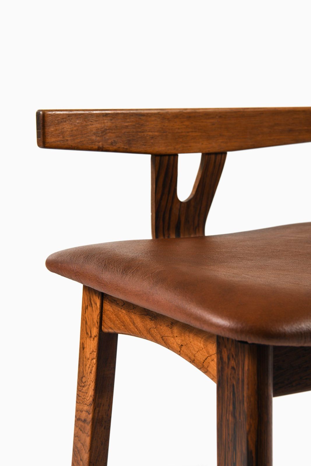 Set Of 6 Bar Stools In Rosewood And Leather By Knud Bent, 1960's photo buy