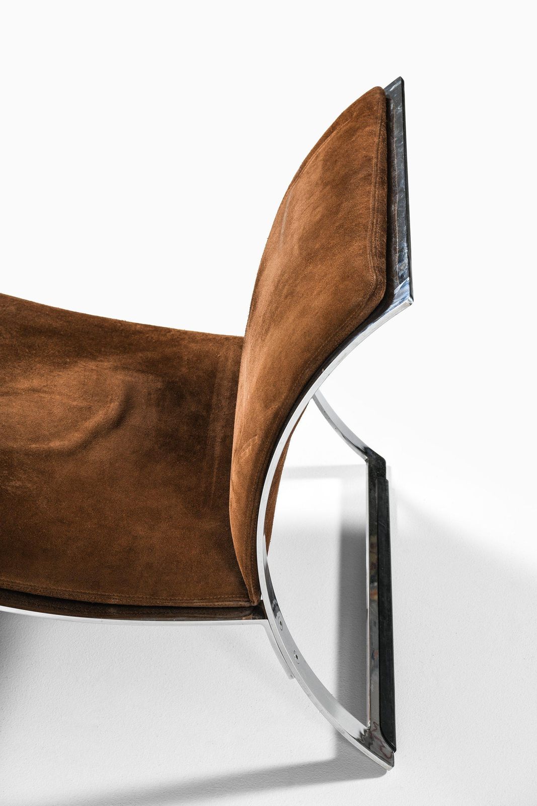 Pair Of Easy Chairs In Chromed Steel And Suede By Introini Vittorio, 1965 photo for sale
