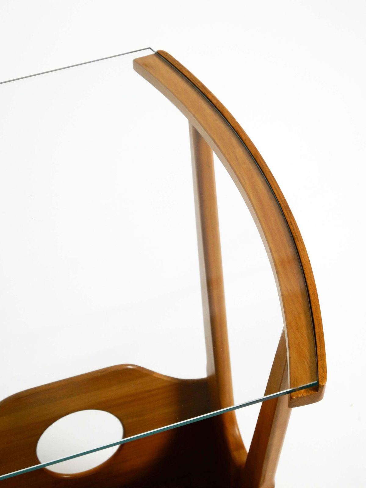 Furniture Mid Century Modern Side Table With Magazine Rack, Made Of Ash Wood And Glass photo