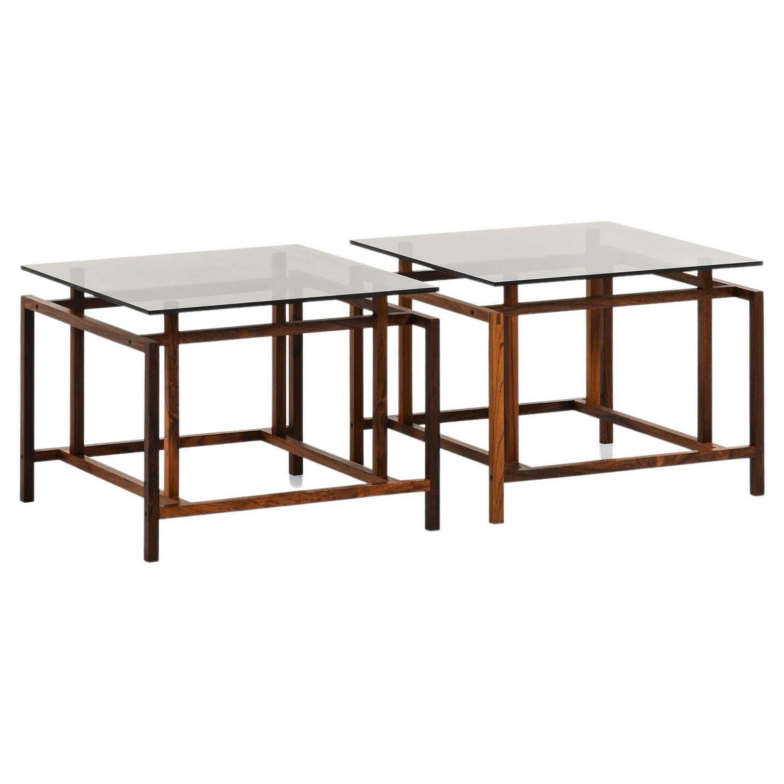 Side Tables In Rosewood And Glass By Henning Nørgaard, 1960's