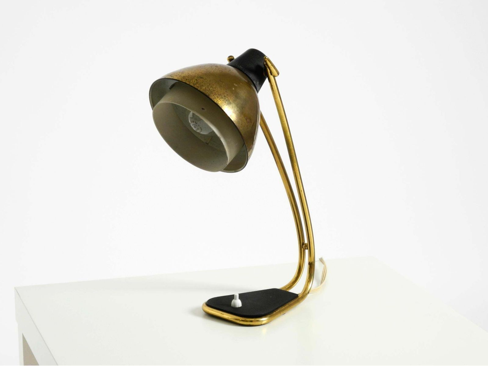 Rare Large Mid Century Modern Brass Table Lamp With Beautiful Patina photo 788.0