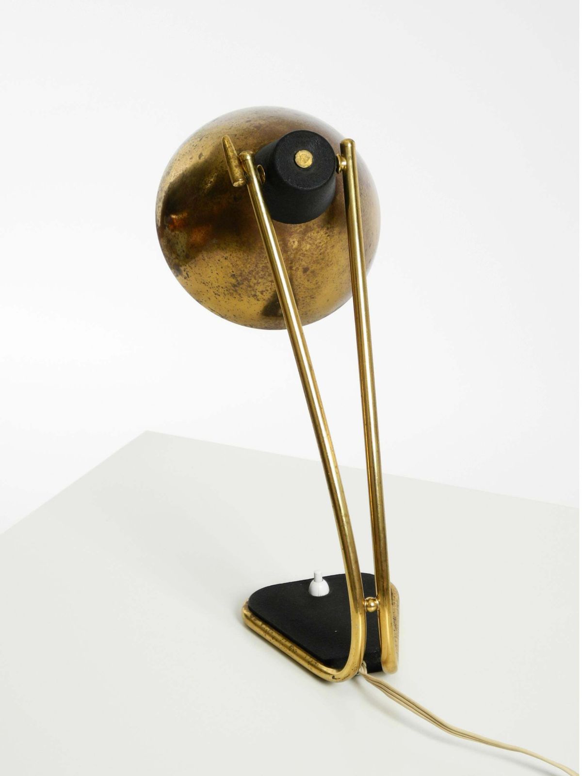 photo for sale Rare Large Mid Century Modern Brass Table Lamp With Beautiful Patina