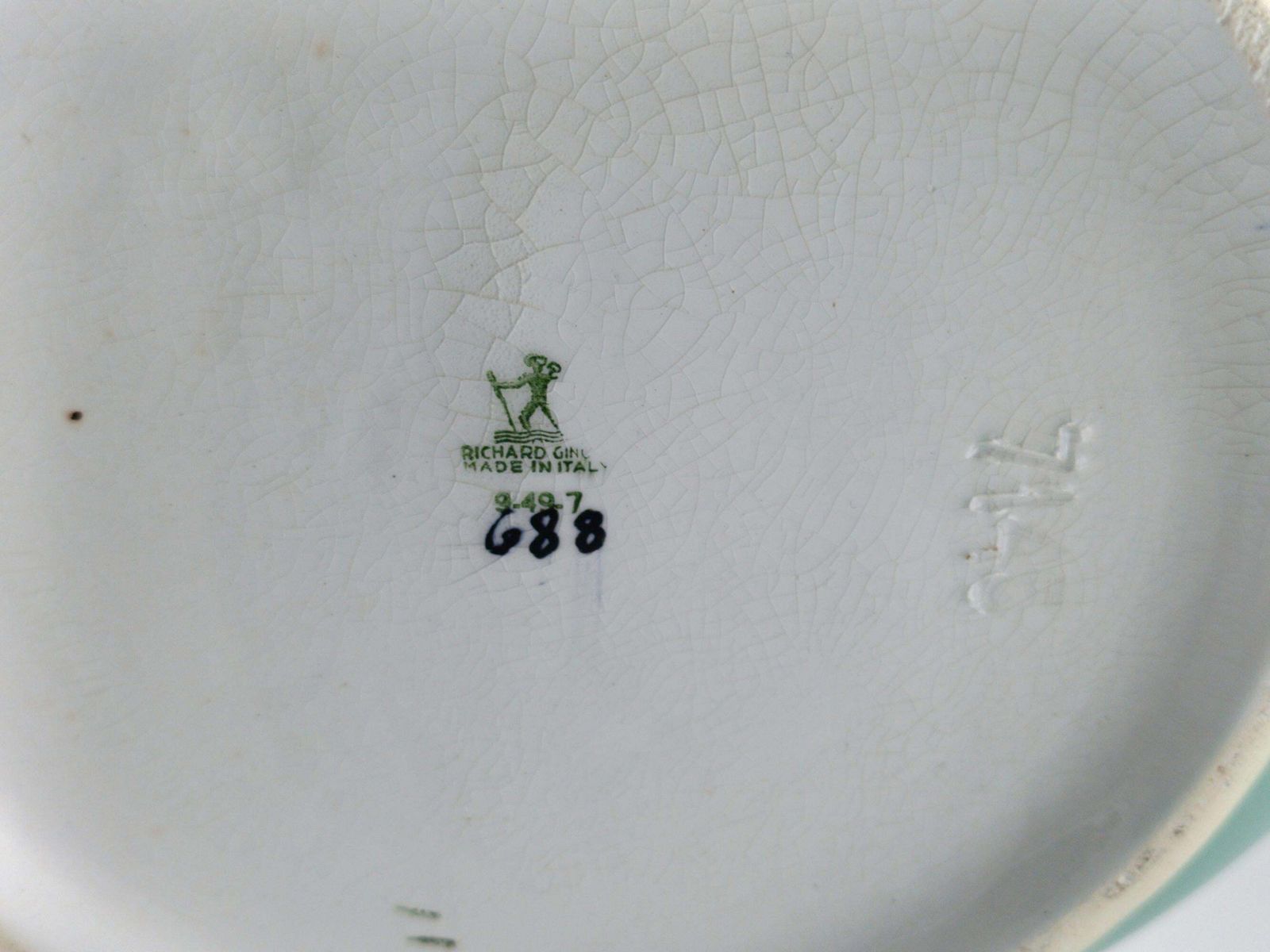 Giovanni Gariboldi Per Richard Ginori Vaso In Ceramica Verde, Italia 1950s photo vintage