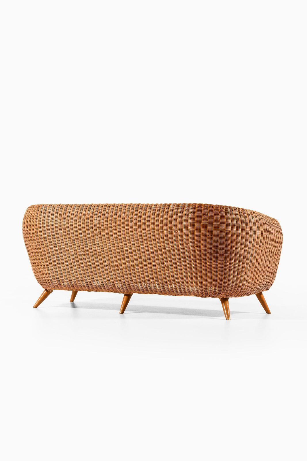Freestanding Sofa In Rattan, Beech And Reupholstered Fabric, 1960's photo Furniture