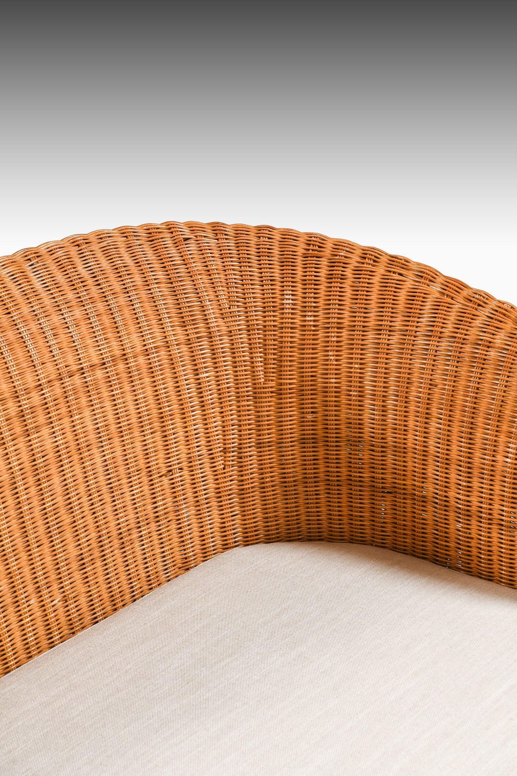 photo for sale Freestanding Sofa In Rattan, Beech And Reupholstered Fabric, 1960's