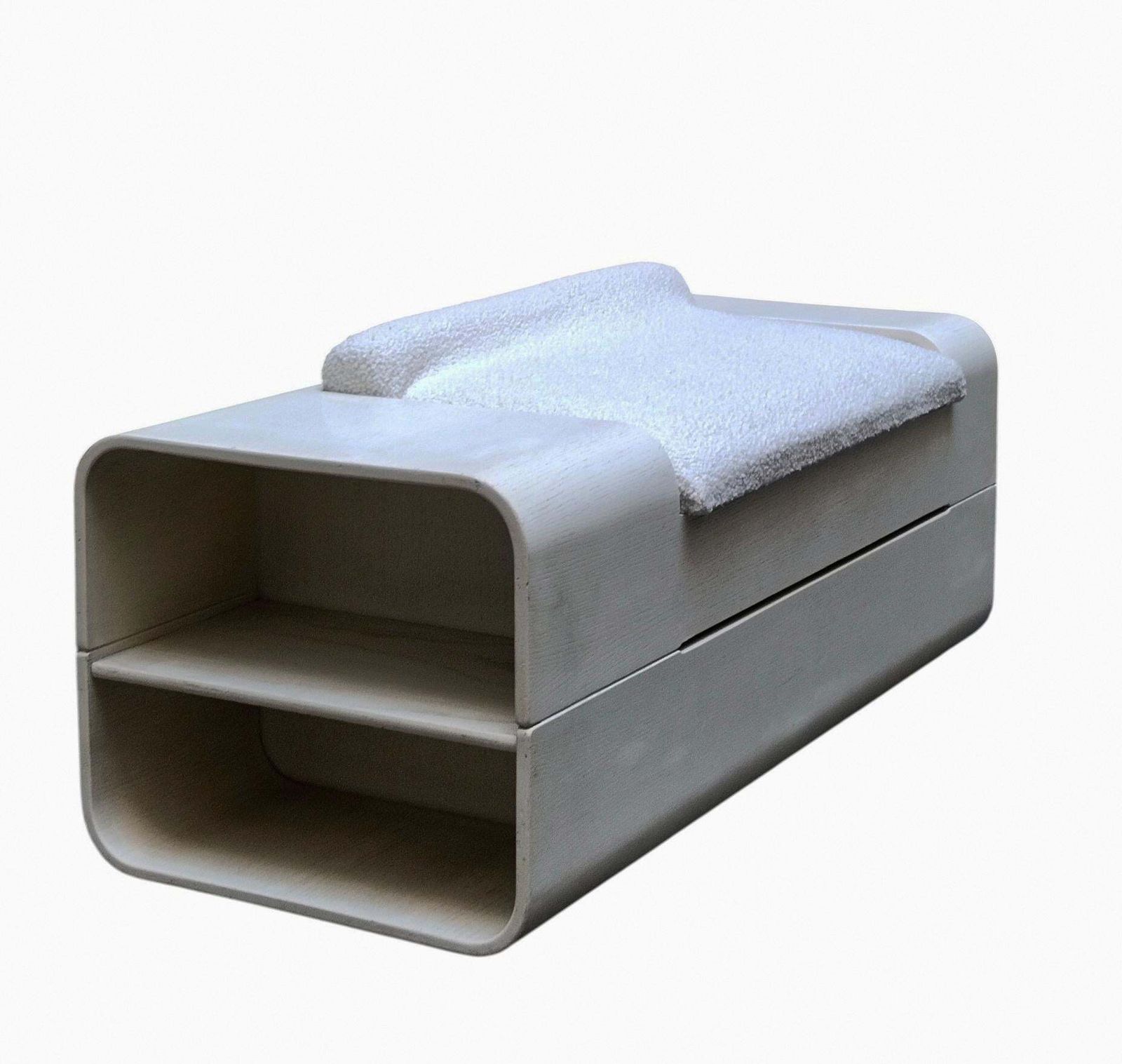 Carlo De Carli Per Fiarm Panca In Legno Bianco Con Vano Contenitore, Italia 1970 photo furniture