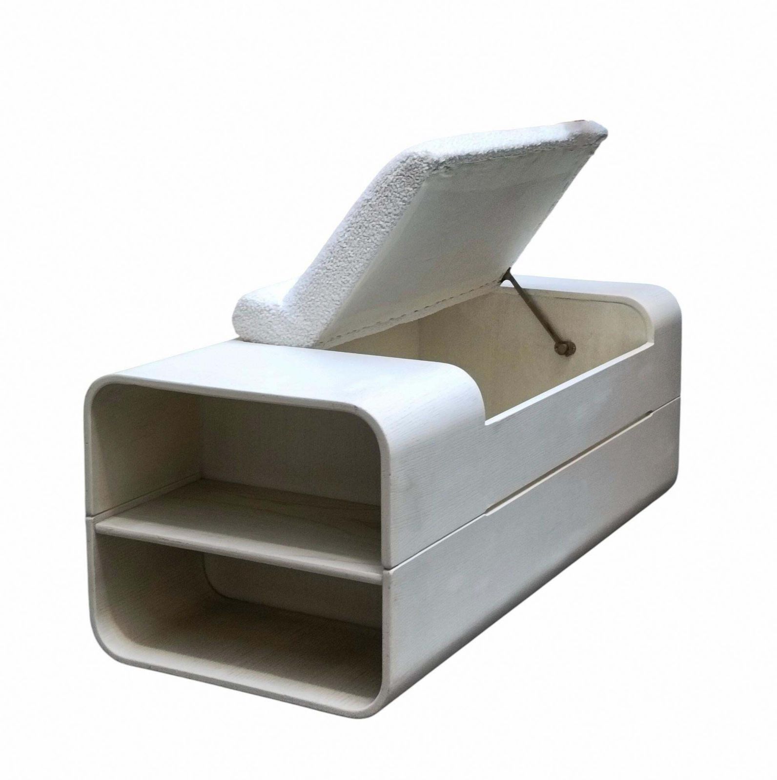 Carlo De Carli Per Fiarm Panca In Legno Bianco Con Vano Contenitore, Italia 1970 photo Furniture