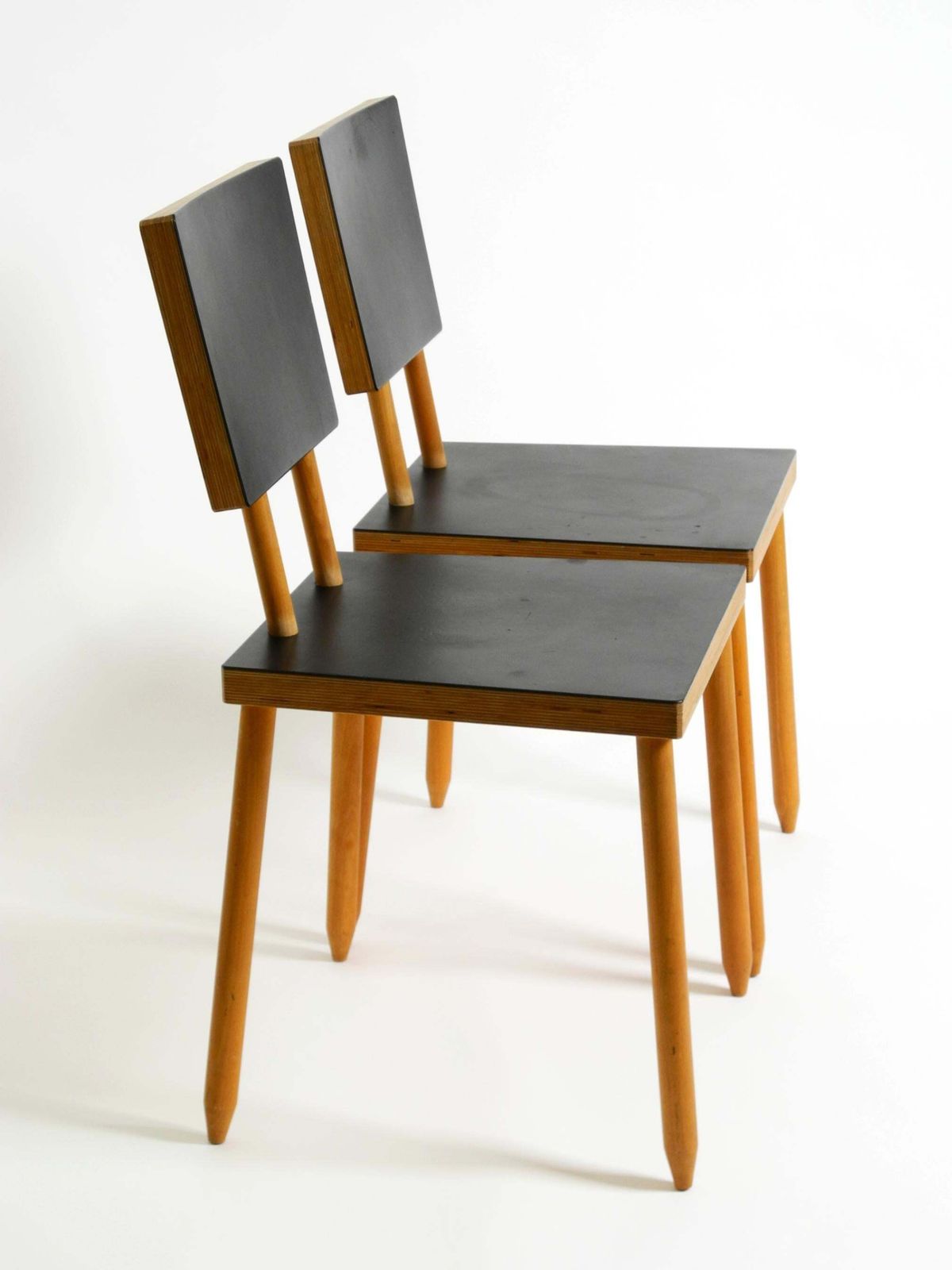 Two Rare Demountable Plywood Chairs By Axel Kufus Model Stöcke For Atoll photo vintage