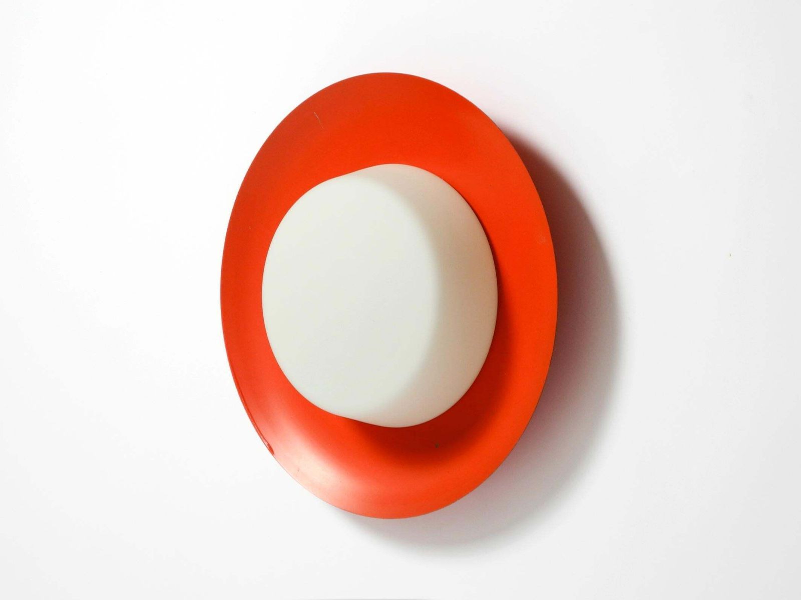 50s Wall Or Ceiling Lamp Made Of Glass With Metal Reflector From Kaiser Leuchten photo for sale