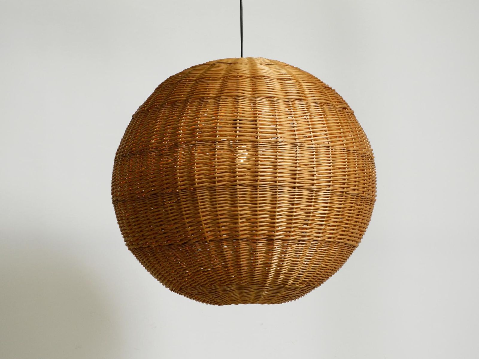 Original Xxl Rattan Ball Pendant Lamp  Mid Century Modern  ø 66 Cm  26" photo Lighting