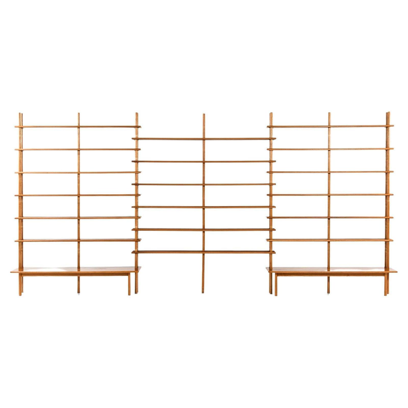 Bookcase In Walnut, Elm, Beech And Brass In The Style Of William Watting, 1950's
