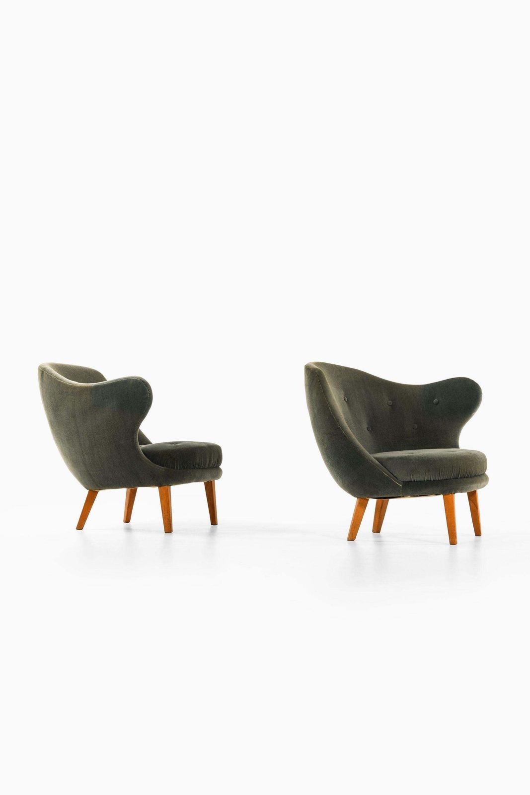 Easy Chairs In Beech And Original Mohair Velvet Upholstery By Arne Norell, 1952 photo Furniture