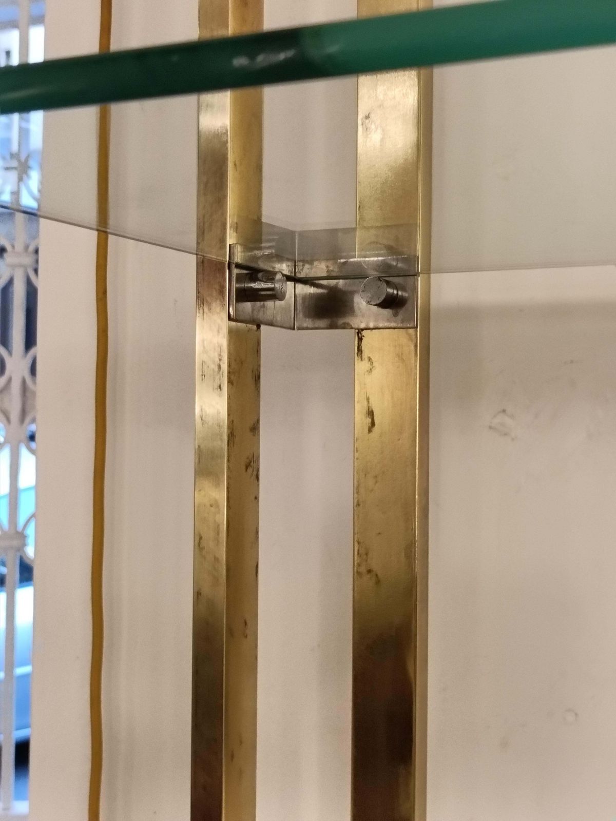 Brass Etagere With Glass Shelves, Italy 1970s photo vinterior