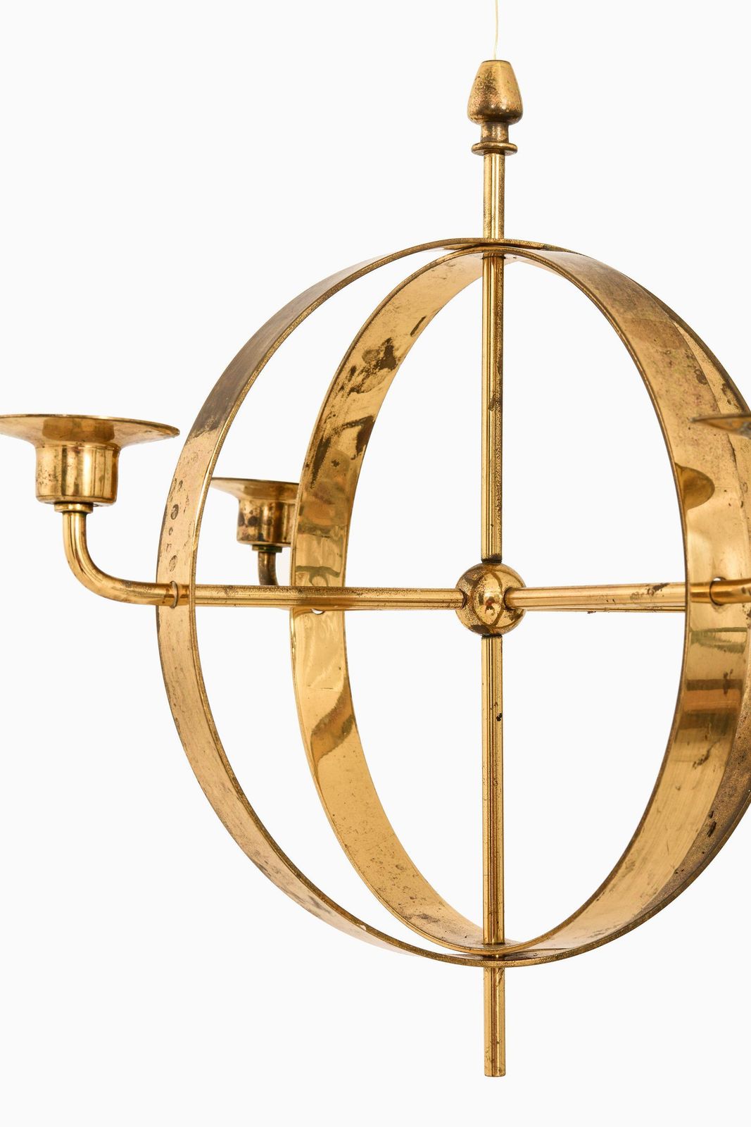 Candleabra Chandelier In Brass By Hans Agne Jakobsson, 1960's photo for sale