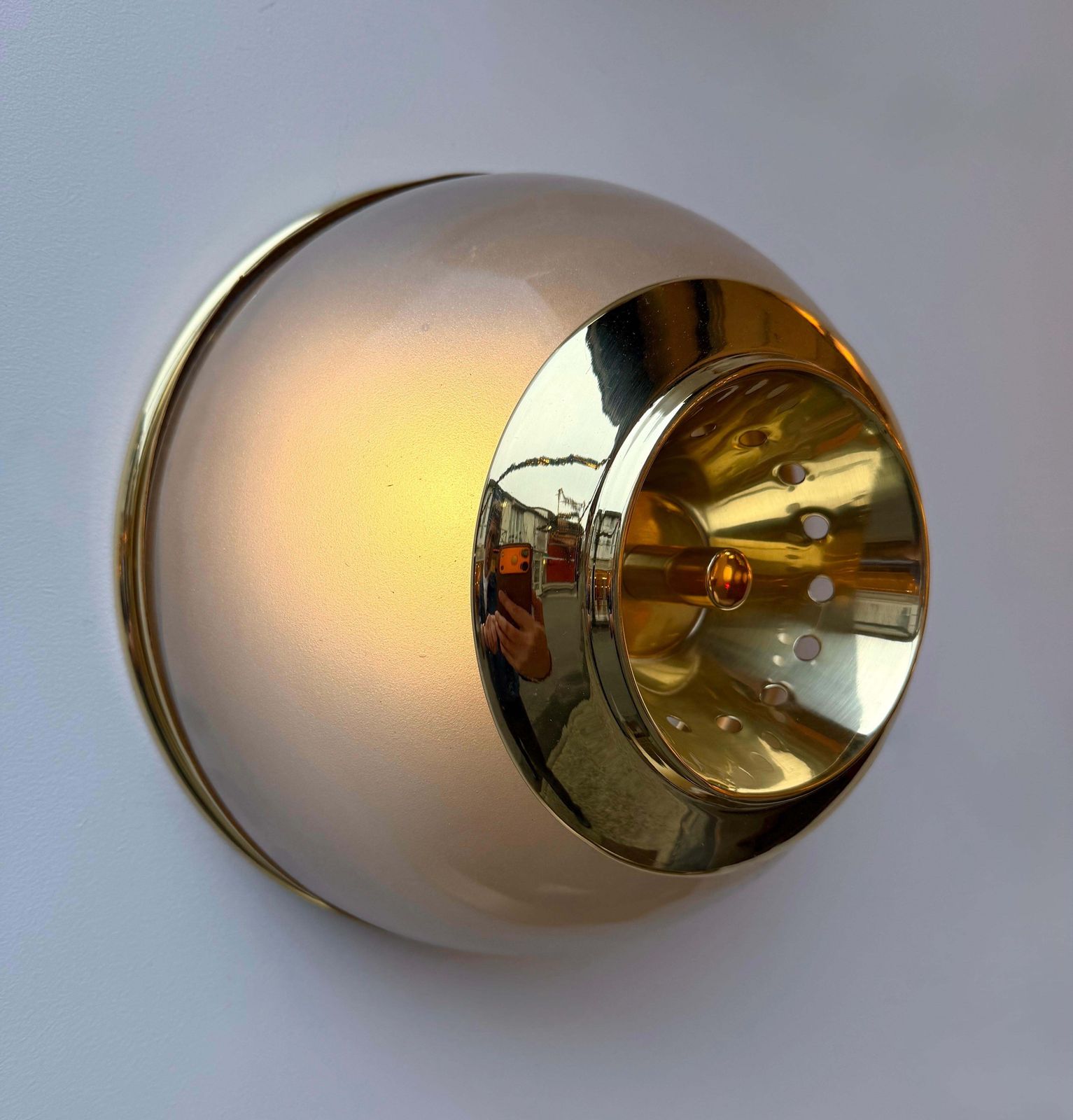 Pair Of Brass And Glass Azucena Sconces By Luigi Caccia Dominioni, Italy, 1960s photo for sale