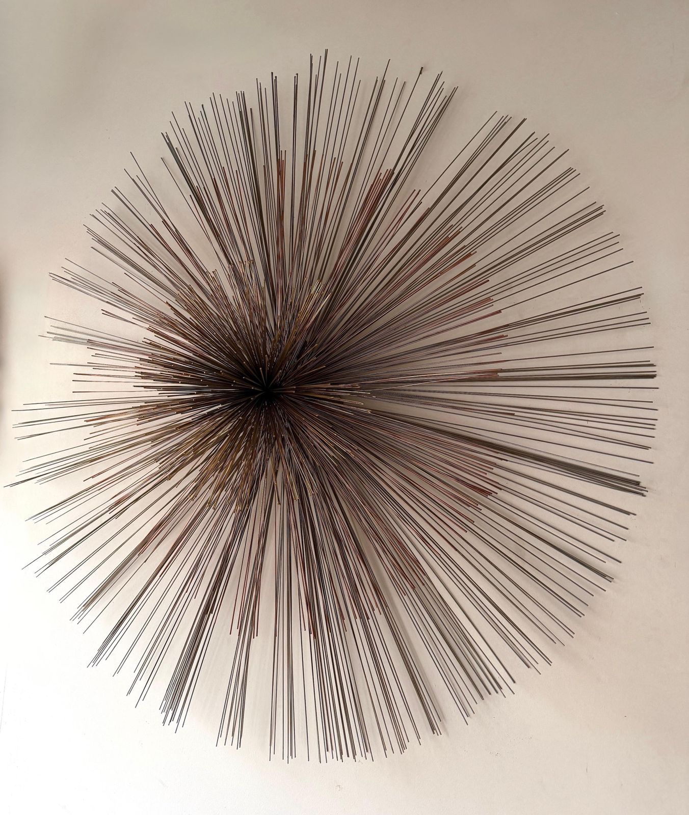 Large Metal Brass Abstract Wall Sculpture By Curtis Jere. USA, 1980s photo vintage