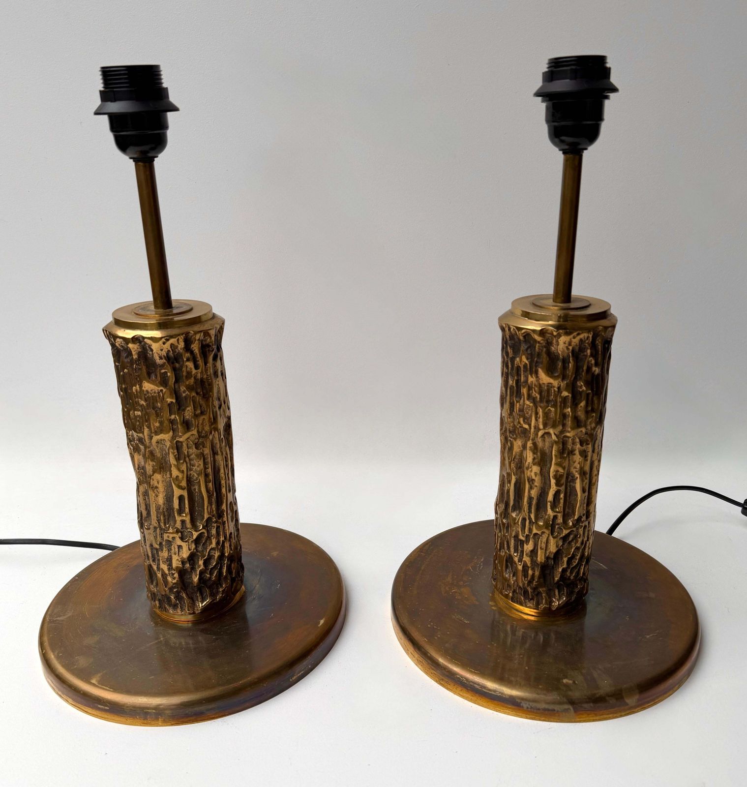 Pair Of Brass Sculpture Lamps By Angelo Brotto For Esperia Italy, 1980s photo furniture