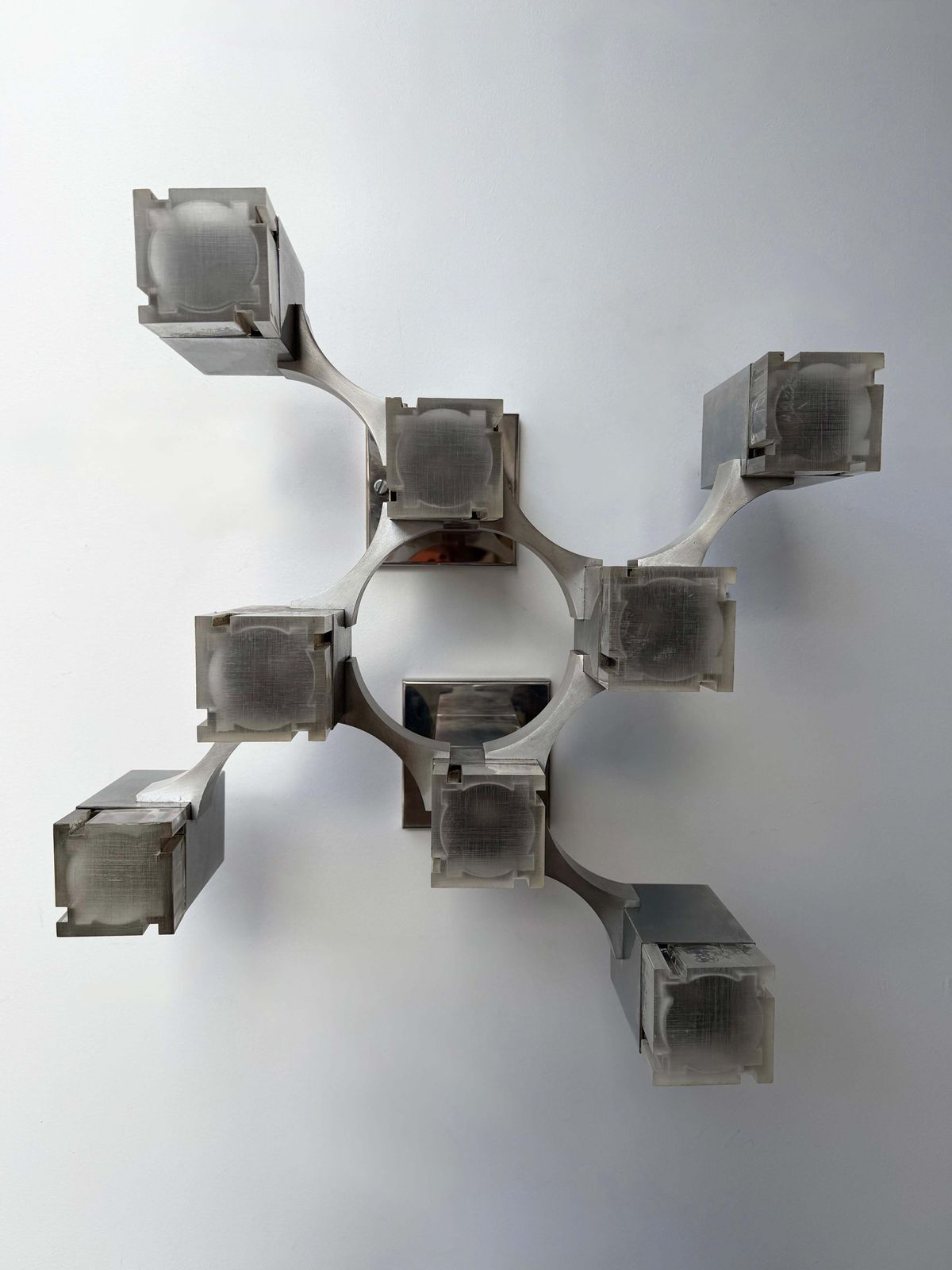 photo buy Pair Of Sconces Cubic Metal Chrome And Lucite By Sciolari, Italy, 1970s