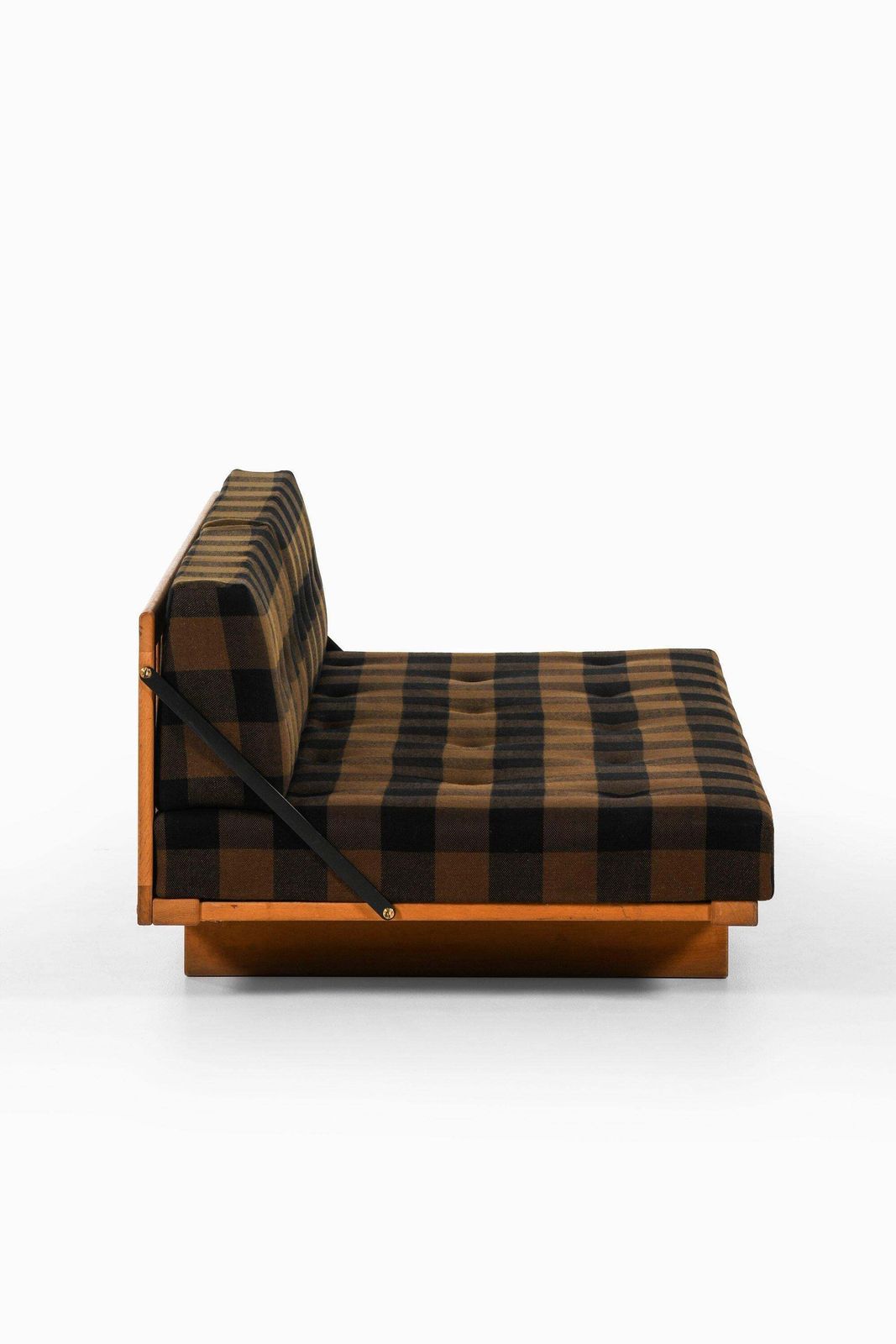 Sofa / Daybed In Oak, Brass And Original Fabric By Børge Mogensen, 1950's photo Furniture
