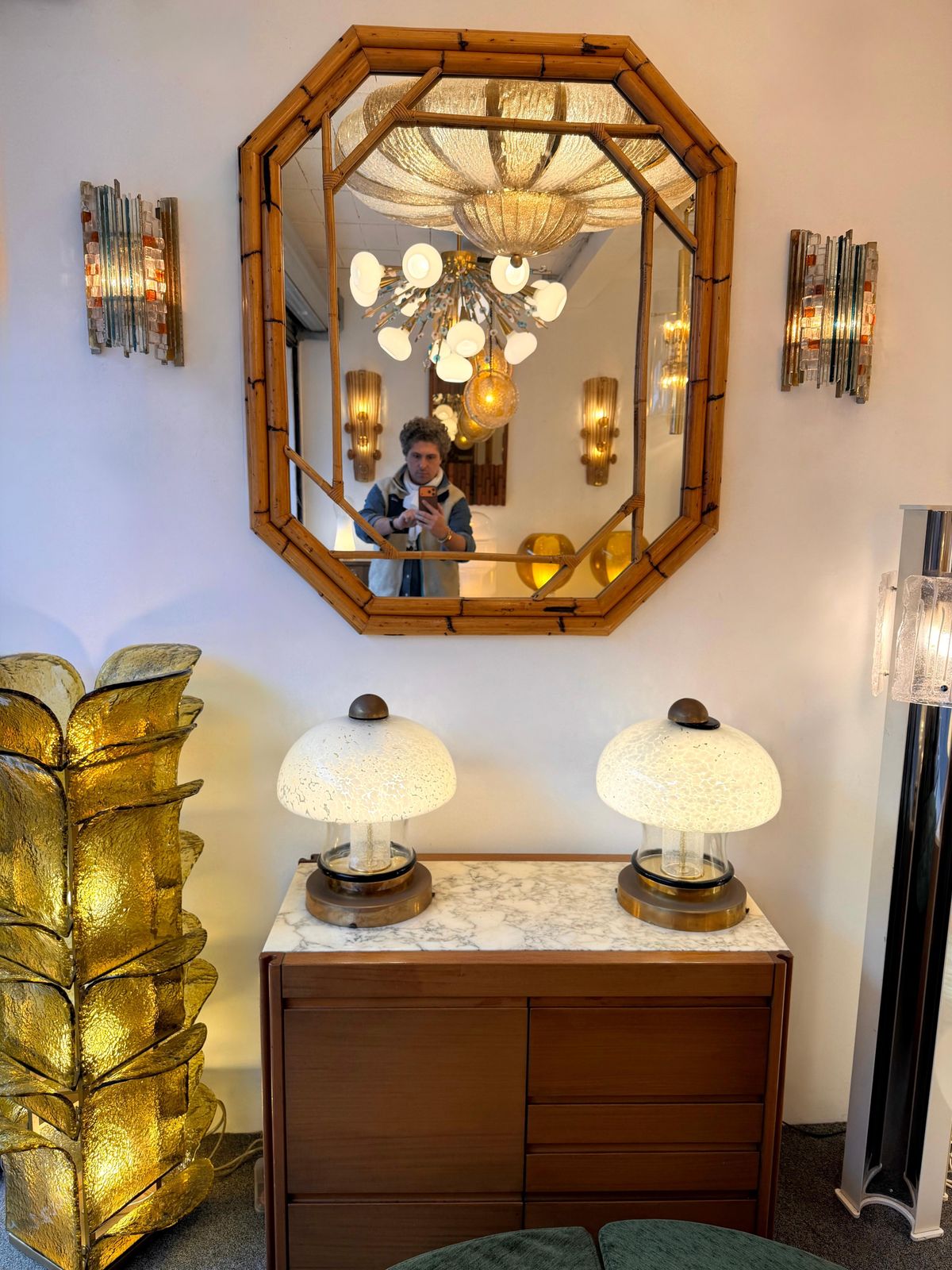 Pair Of Hammered Glass Silver Iron Sconces By Biancardi, Italy, 1970s photo 4771.0