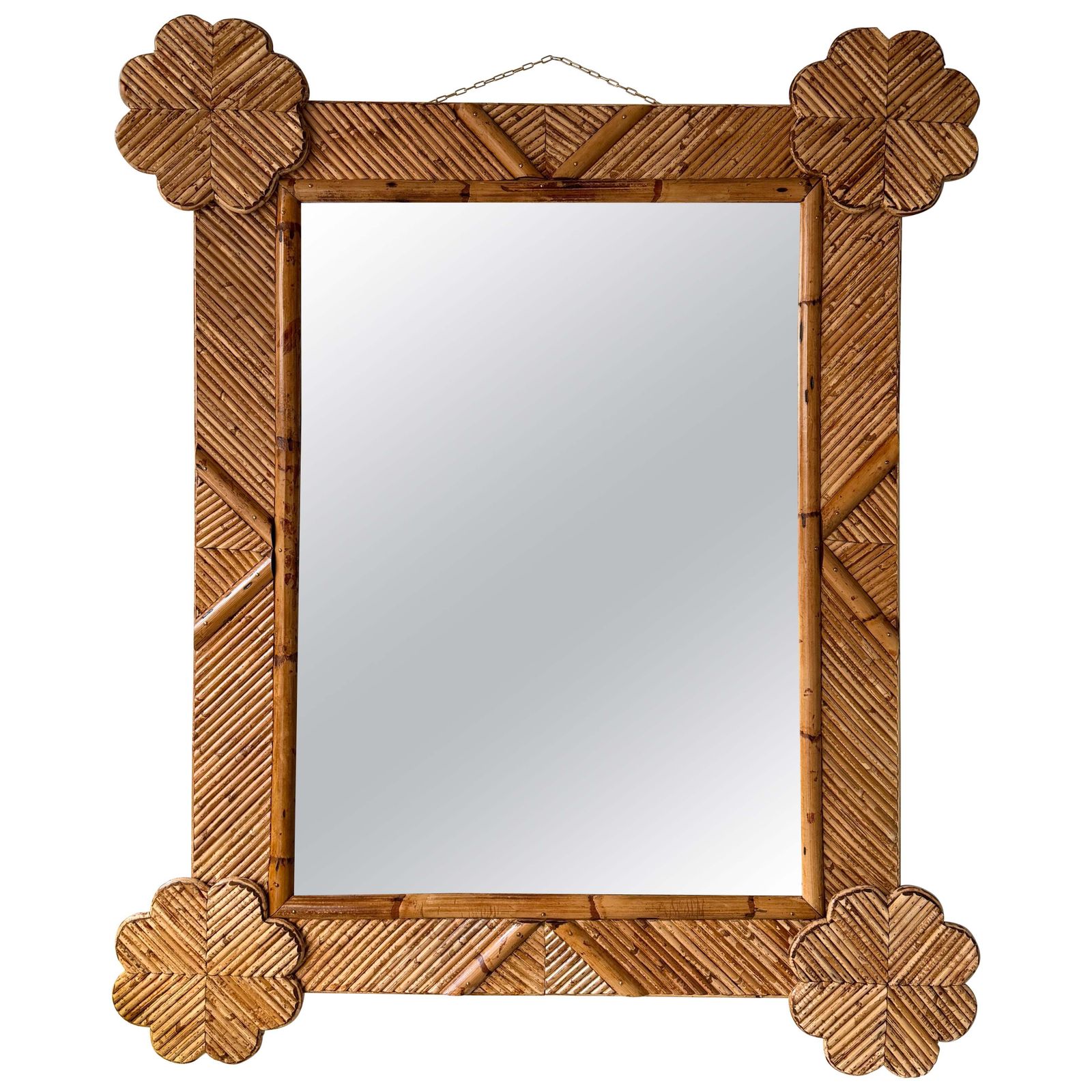 Bamboo And Rattan Mirror By Vivai Del Sud. Italy, 1970s