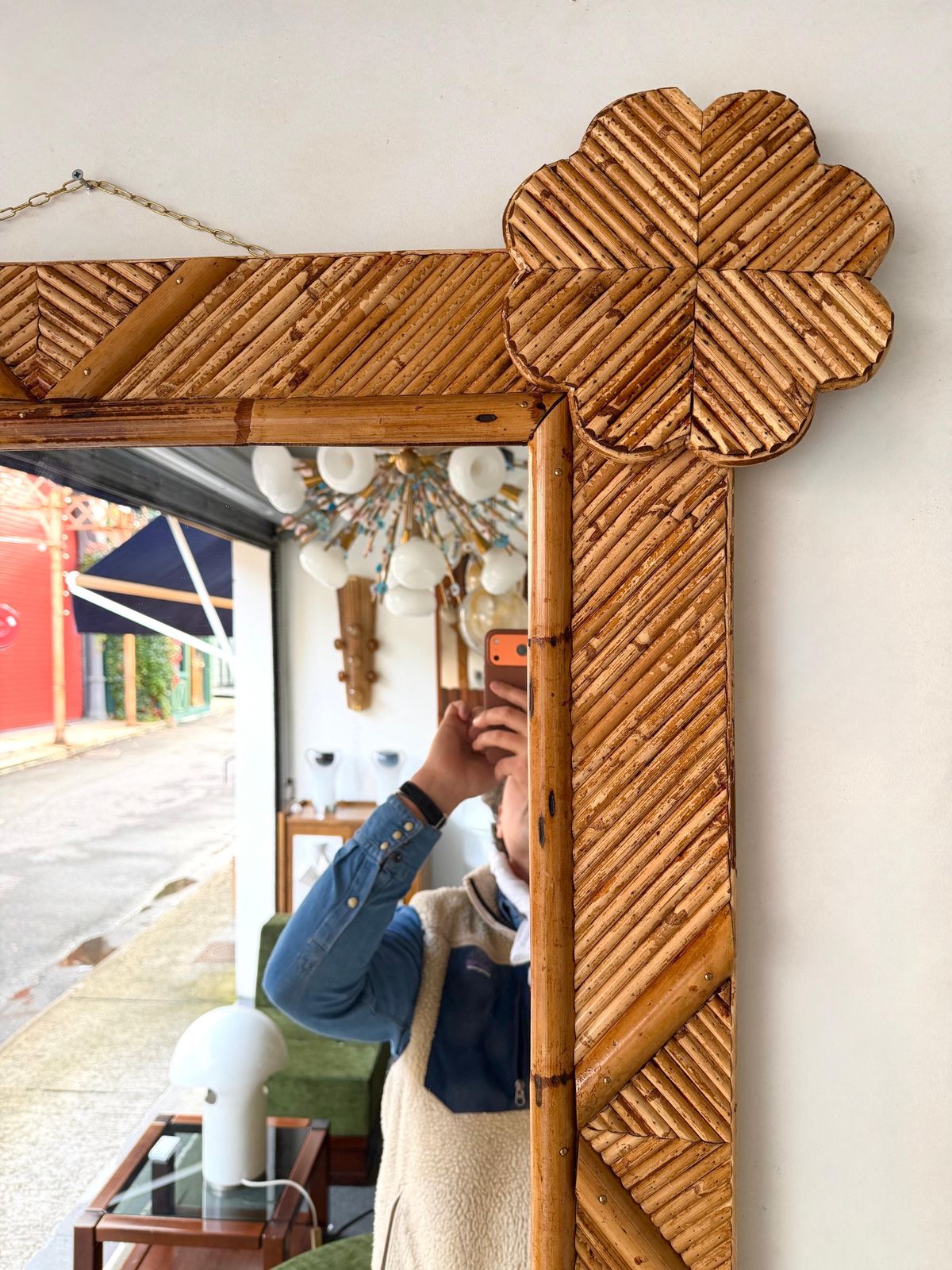 Bamboo And Rattan Mirror By Vivai Del Sud. Italy, 1970s photo vintage