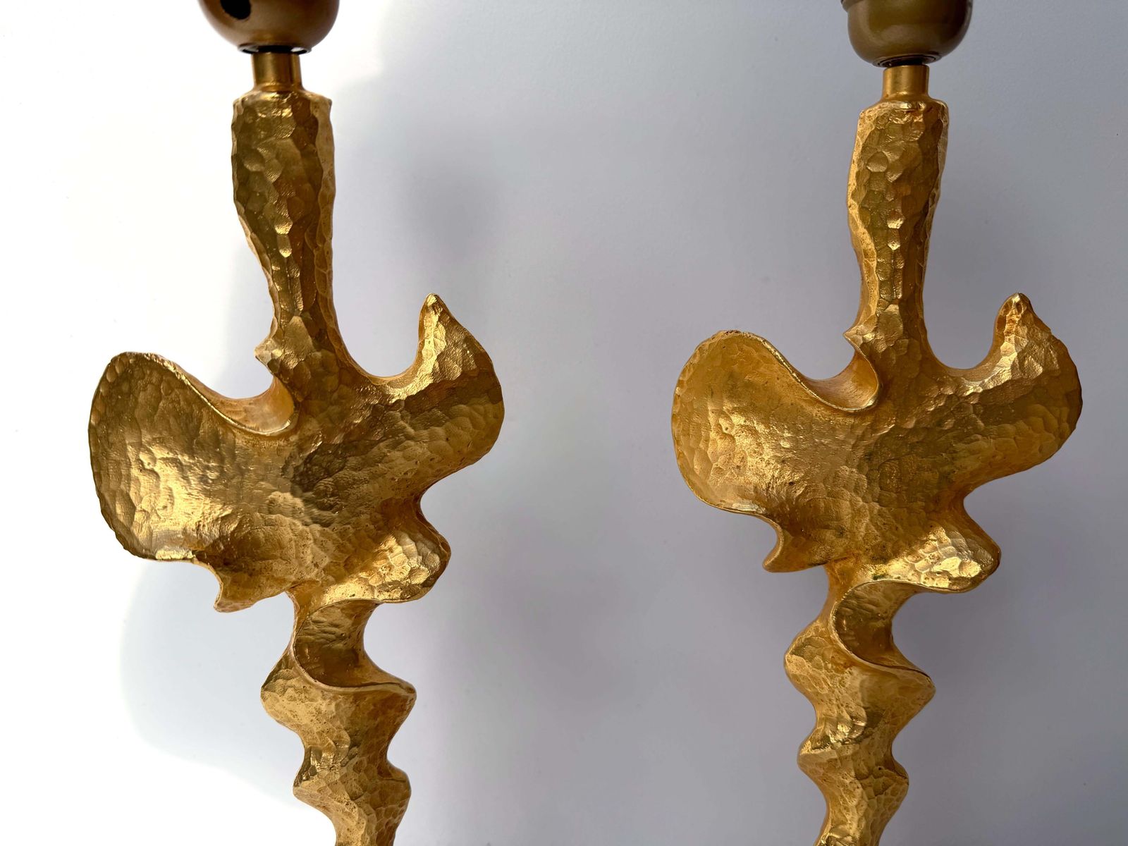 Pair Of Lamps Gilt Metal By Nicolas De Waël For Fondica, France, 2000s photo furniture