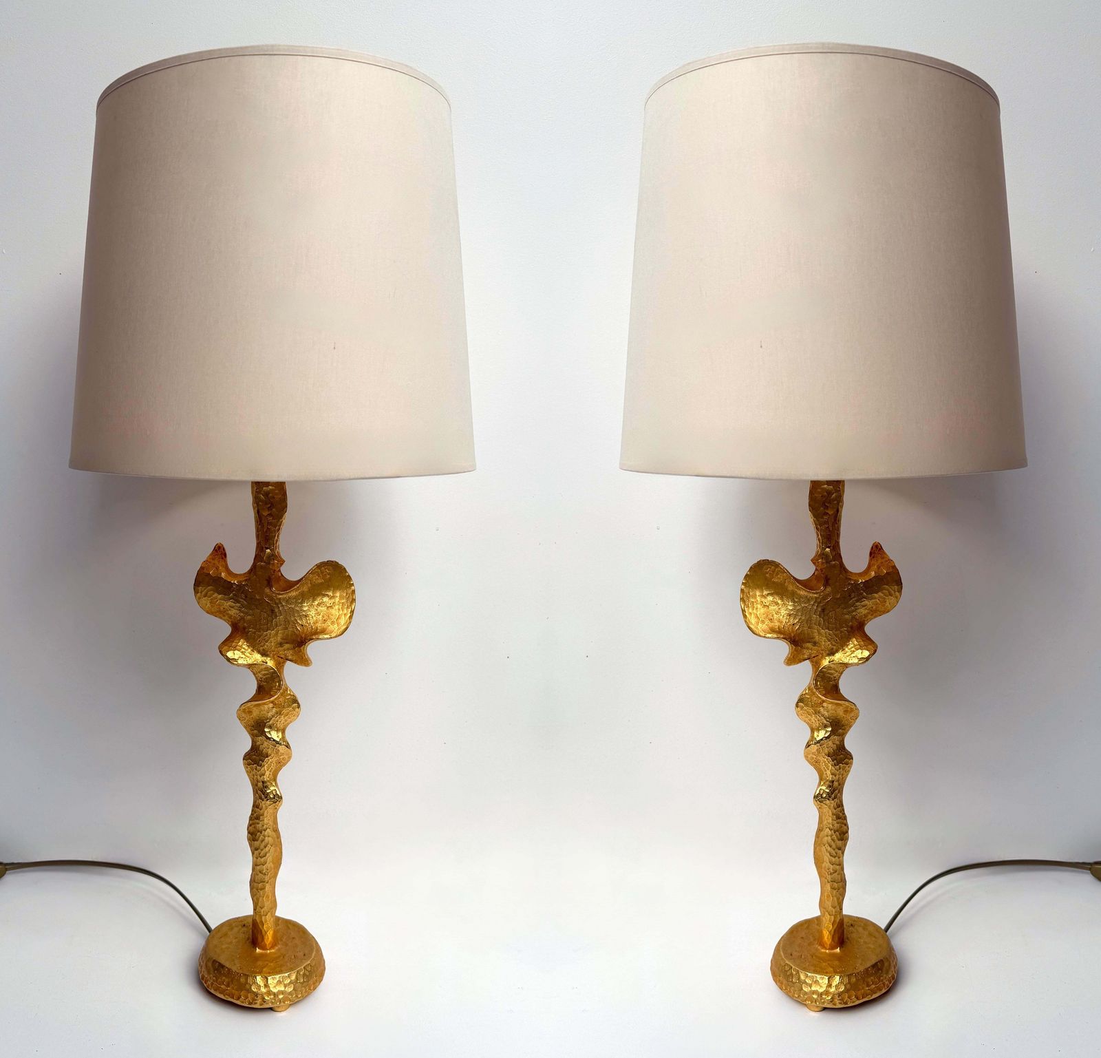 Pair Of Lamps Gilt Metal By Nicolas De Waël For Fondica, France, 2000s photo for sale
