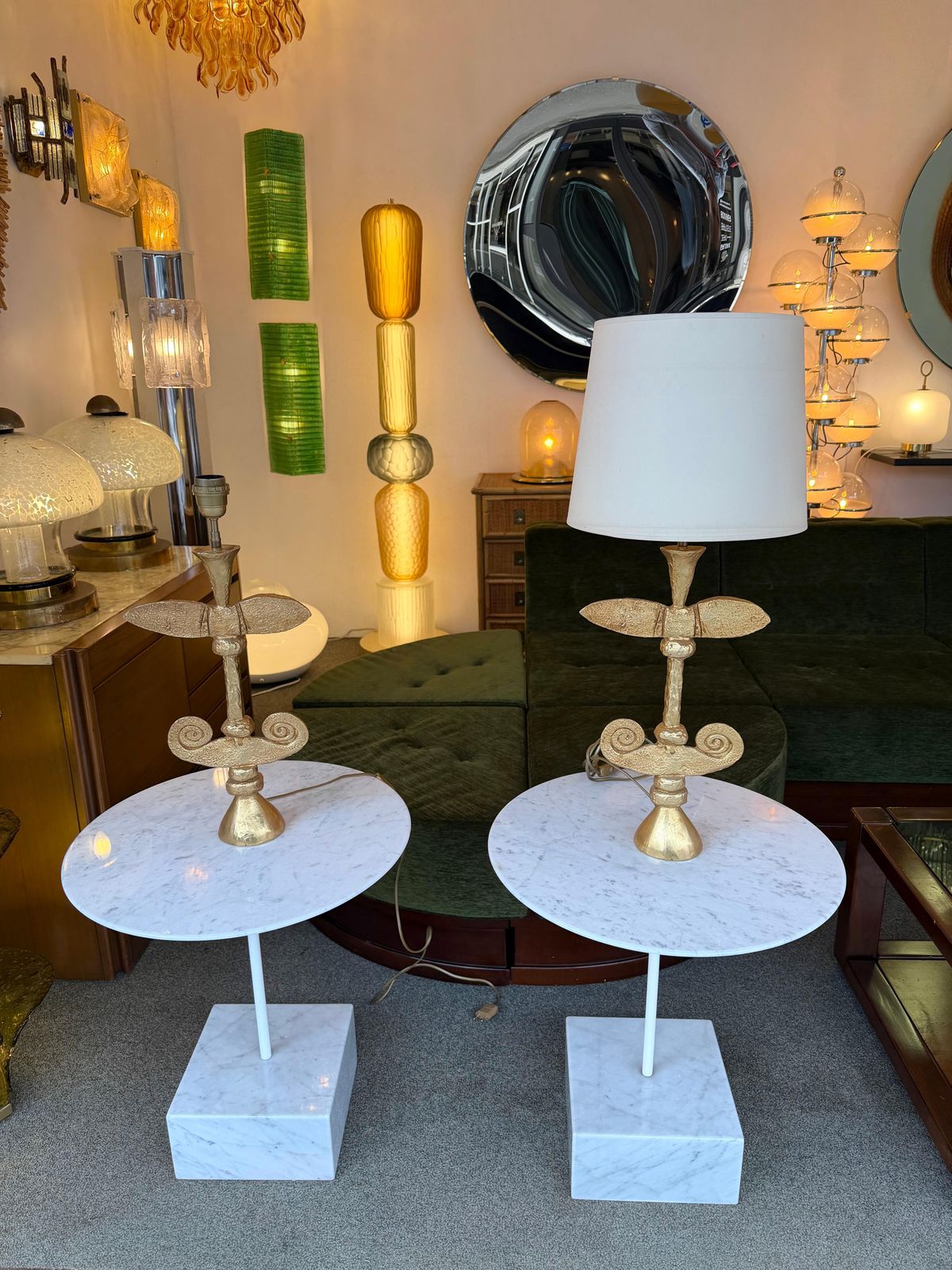 Pair Of Lamps Gilt Metal By Pierre Casenove For Fondica, France, 1990s photo furniture