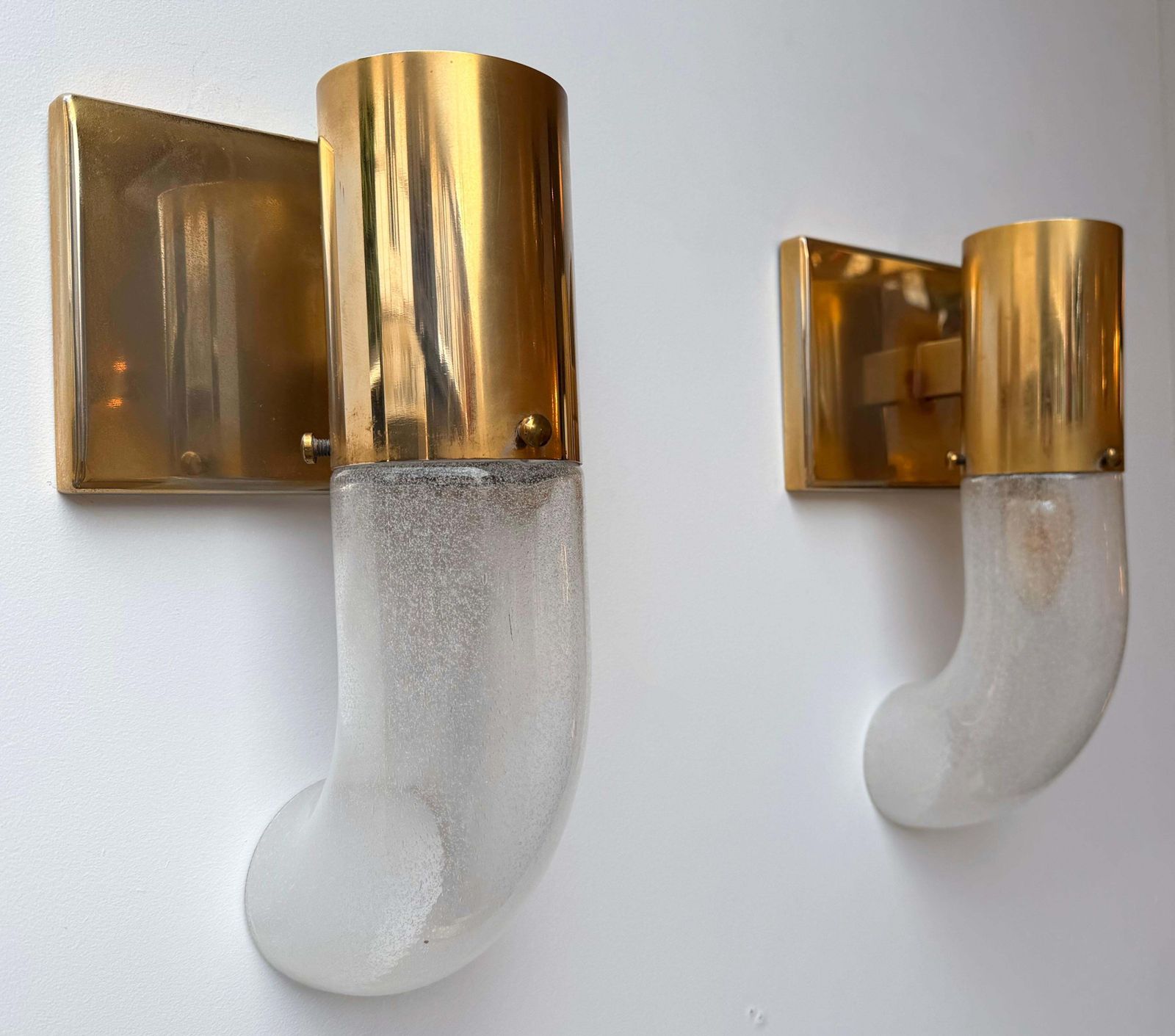 photo for sale Brass Sconce Murano Glass By Aldo Nason For Mazzega, Italy, 1970s
