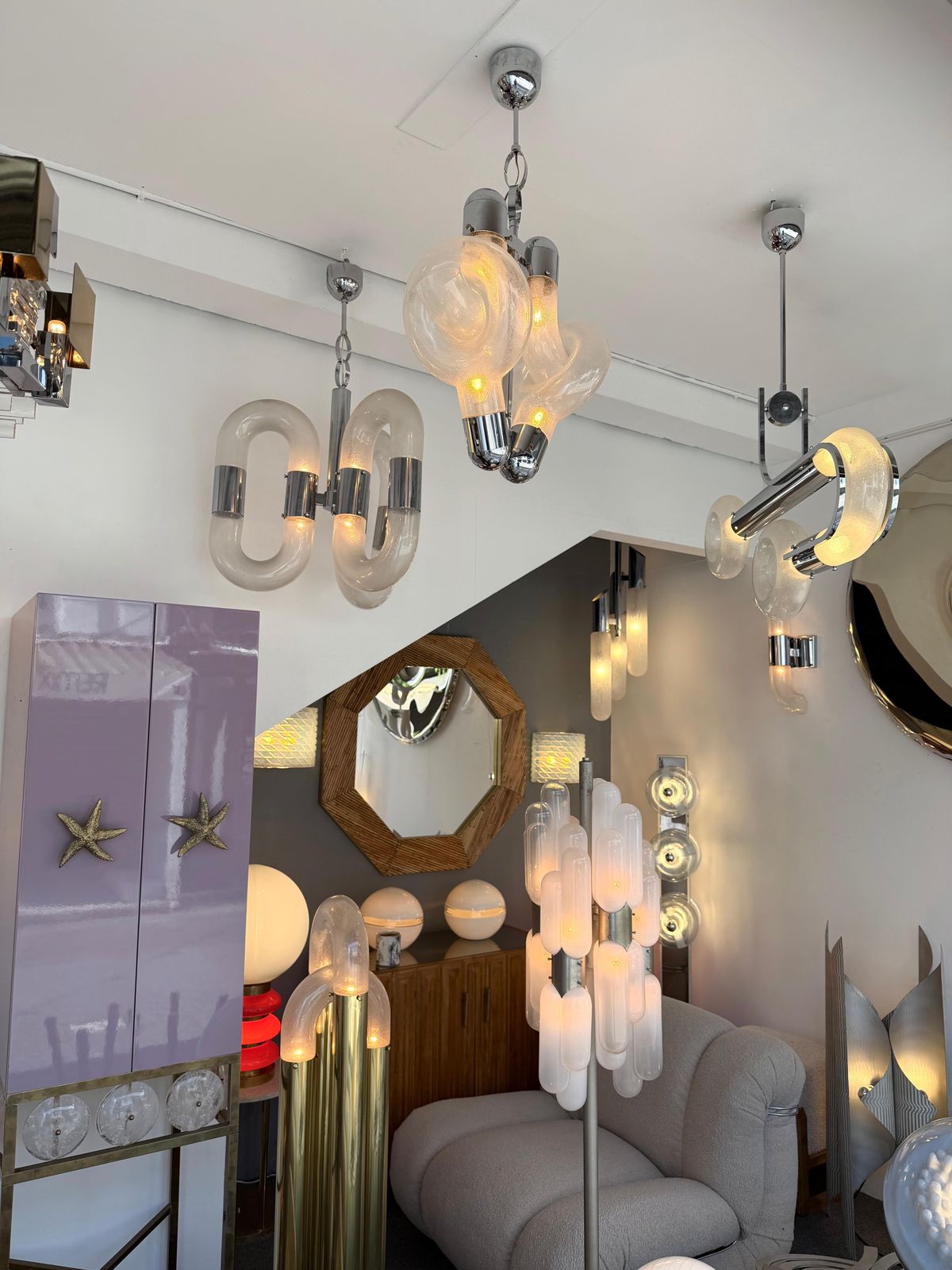 photo furniture Pendant Lighting Murano Glass And Metal By Aldo Nason For Mazzega, Italy, 1970s