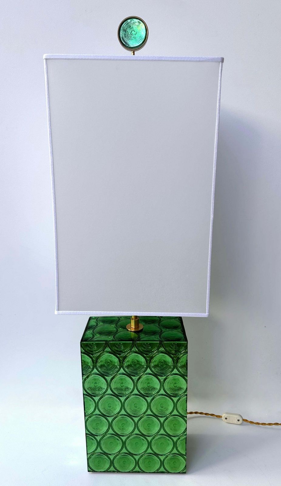 Contemporary Pair Of Brass And Murano Glass Lamps By Roberto Giulio Rida, Italy photo for sale