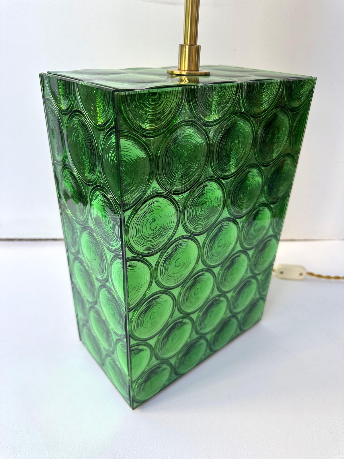 Contemporary Pair Of Brass And Murano Glass Lamps By Roberto Giulio Rida, Italy photo vintage