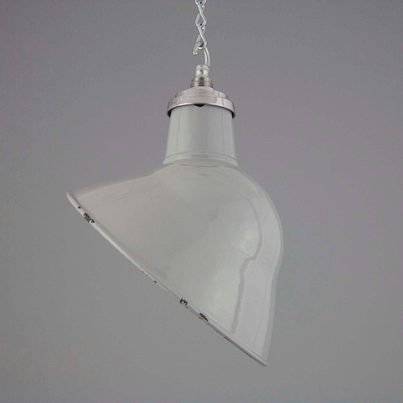 1950's Parabolic Grey Vitreous Enamel Factory Ceiling Light By Thorlux photo vinterior