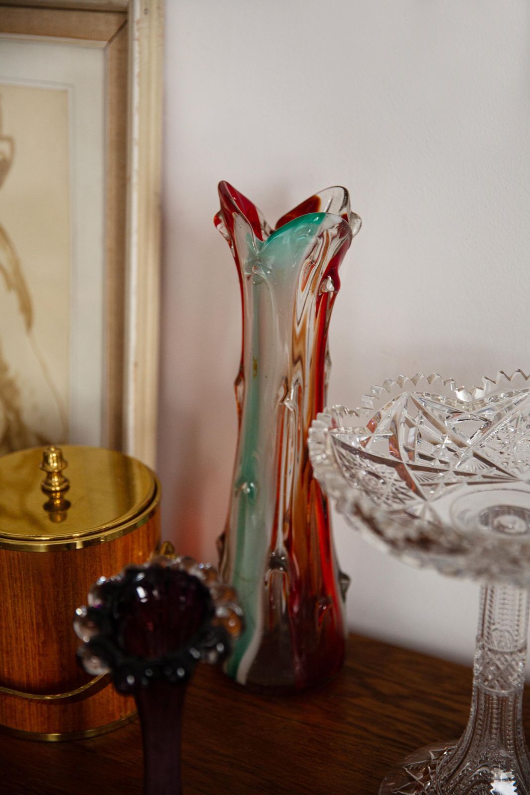 Mid Century Artistic Glass Orange Vase, Tarnowiec, Sulczan, Europe, 1970s photo Home Decor