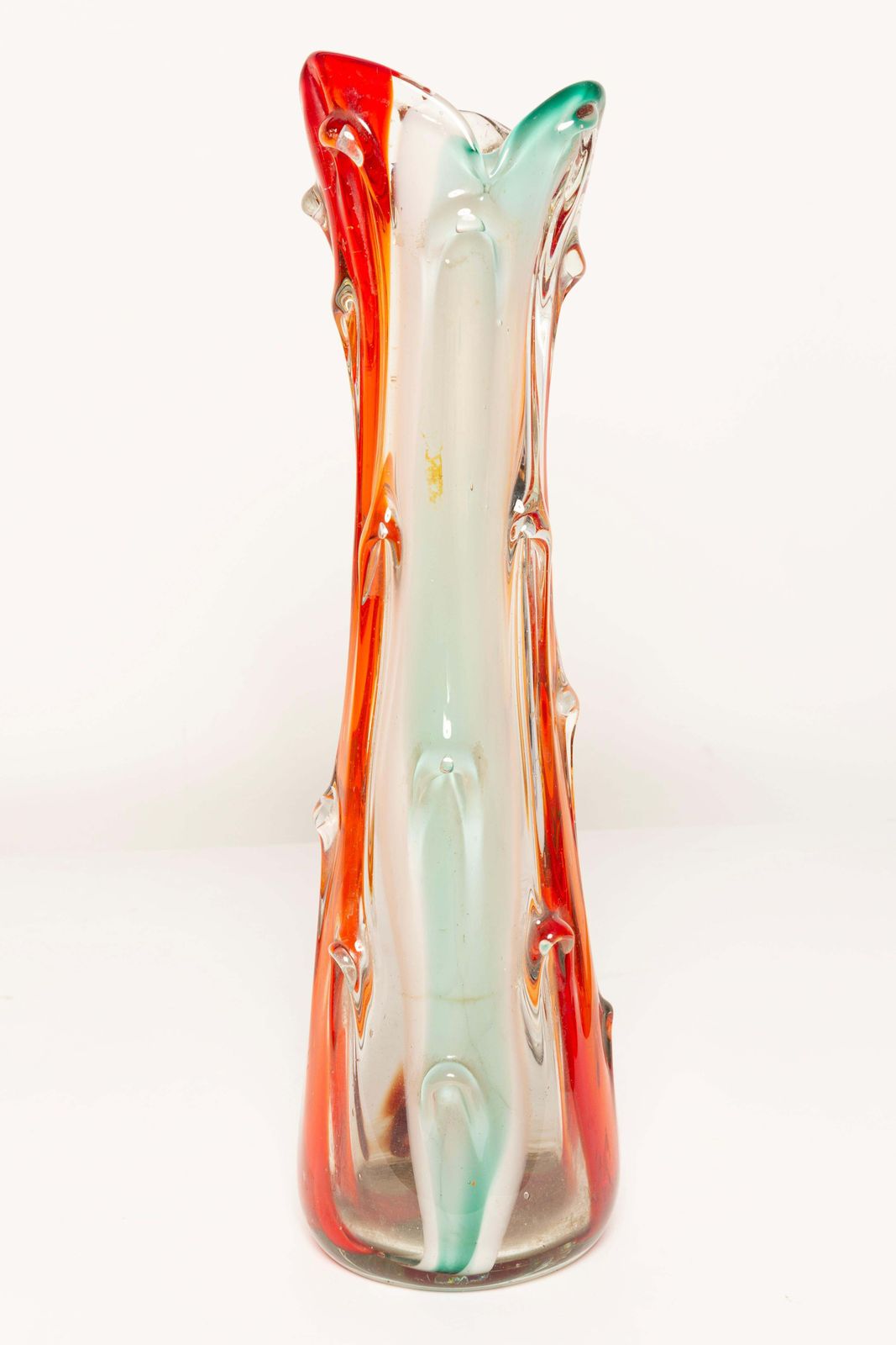 Mid Century Artistic Glass Orange Vase, Tarnowiec, Sulczan, Europe, 1970s photo vinterior